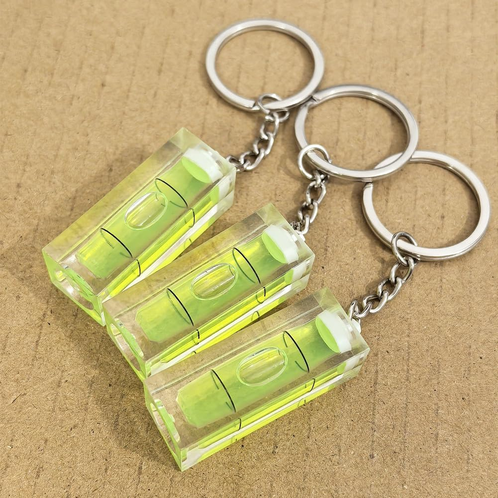 2Pcs/Set Mini Bubble Level Acrylic Green Spirit Levels Key Ring Style 15X15X40Mm Key Chain Pocket Tool Accessories Gadget Measuring Instruments Small Levels Layout Tools image number 3