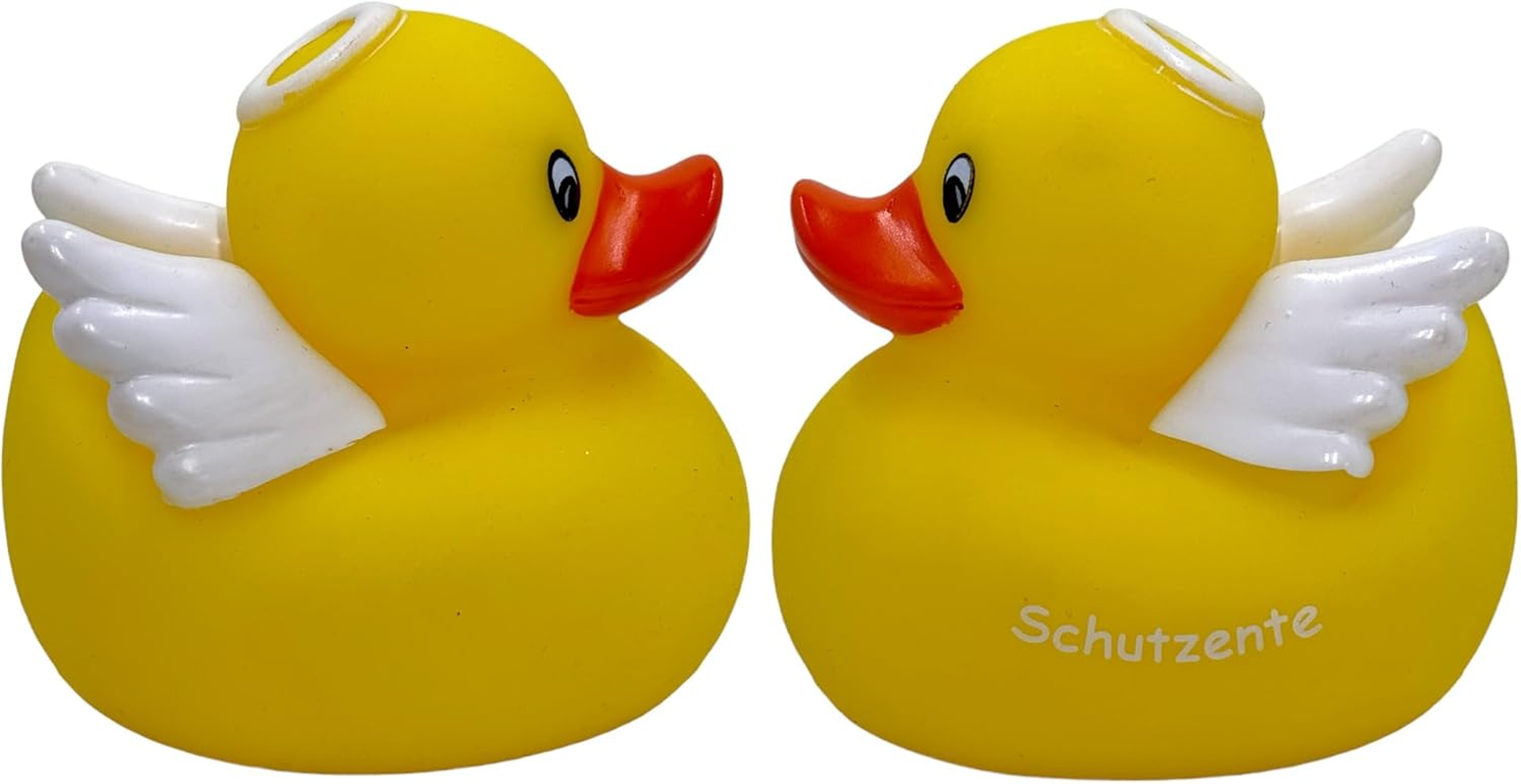 MIJOMA Set of 2 Bath Ducks Bath Toys, Hand Painted & Latex Free, Perfect for Parties, Birthdays, Christmas, Baby Showers & More - Great Bathroom Decoration, 8 Cm High (Guardian Angel) image number 2