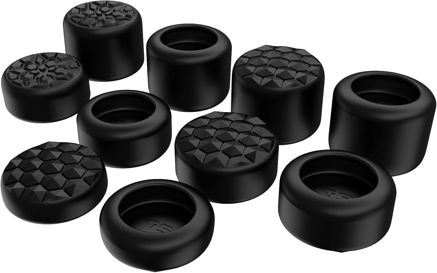 Black Ergonomic Stick Caps Thumb Grips for Steam Deck LCD & OLED, for PS Portal Remote Player - with 3 Height Convex and Concave - Diamond Grain & Crack Bomb Design, Set of 10 image number 6