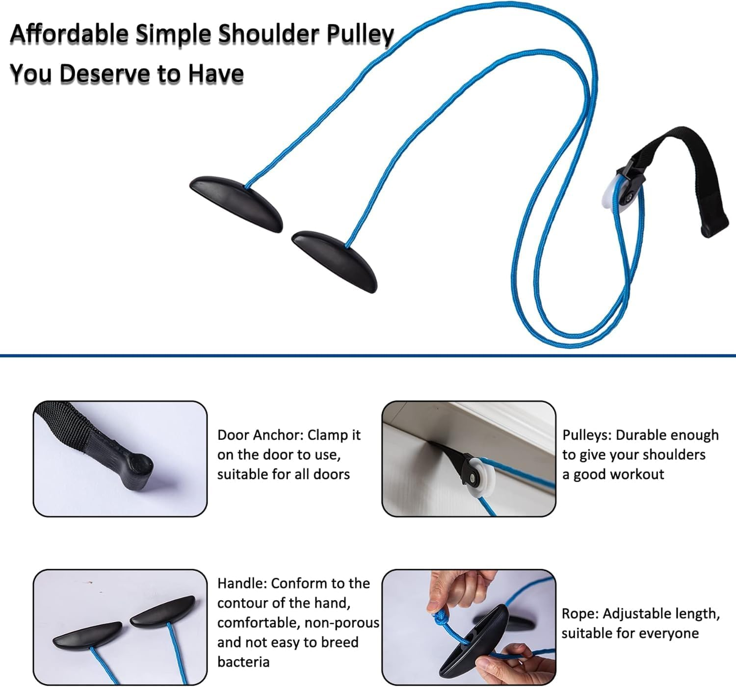 Shoulder Pulley over the Door Physical Therapy System, Exercise Pulley, Alleviate Shoulder Pain and Facilitate Recovery from Surgery, FSA/HSA Eligible (Blue) image number 3