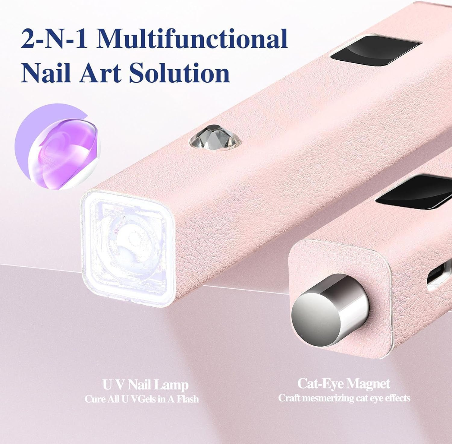 Uv Light for Gel Nails | Nail Lamp Magnet,Rechargeable Manicure Tool Handheld Light for Home Salon Room Manicure Bathroom Travel Counter Dorm Personal Care Routine image number 3