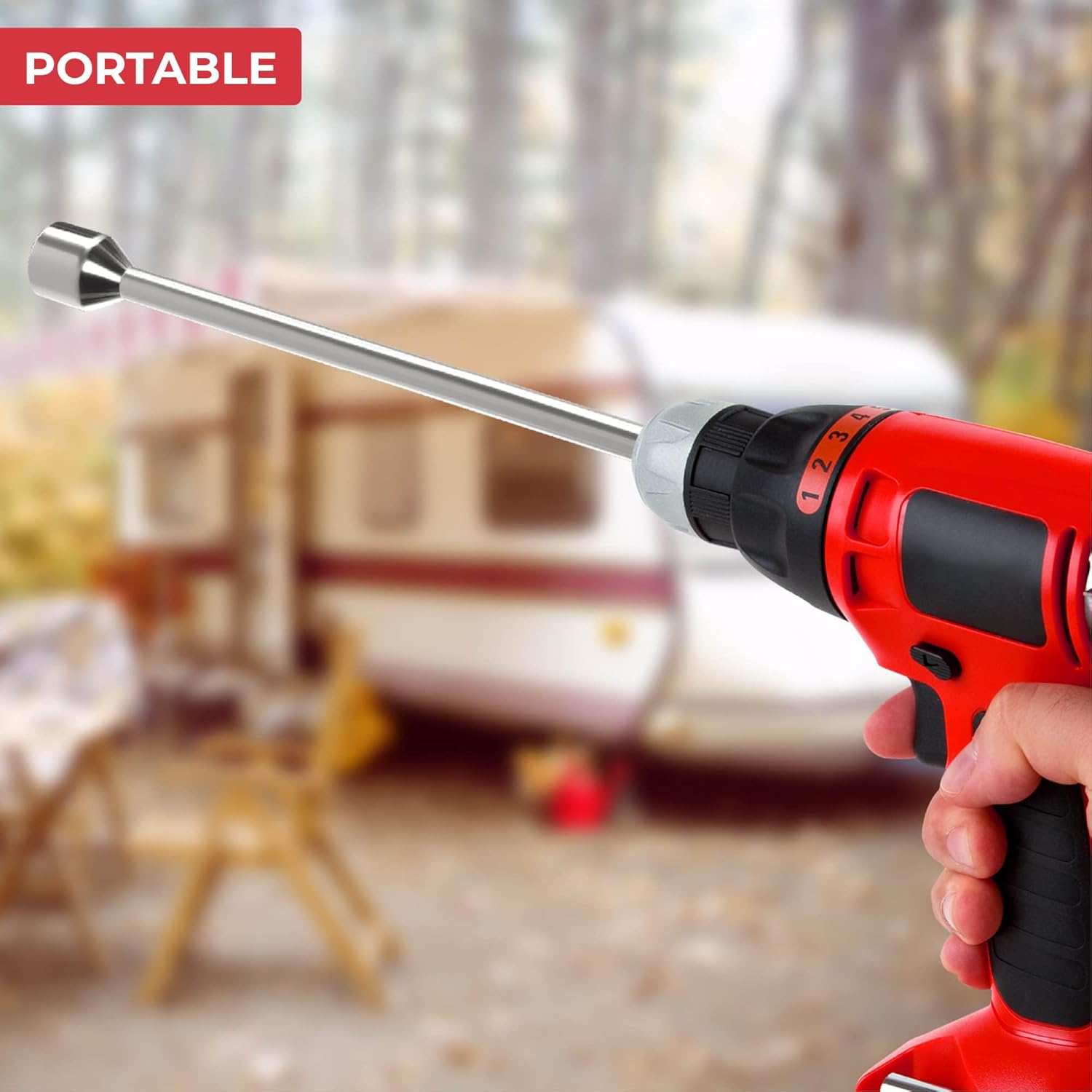 Corner Steady Caravan Leg Winder Drill Attachment - Stand Jack Extension Socket 19Mm Electric Drill Attachment - Caravan Drill Leg Winder Adapter for Caravan Corner Steadies (30Cm) image number 4