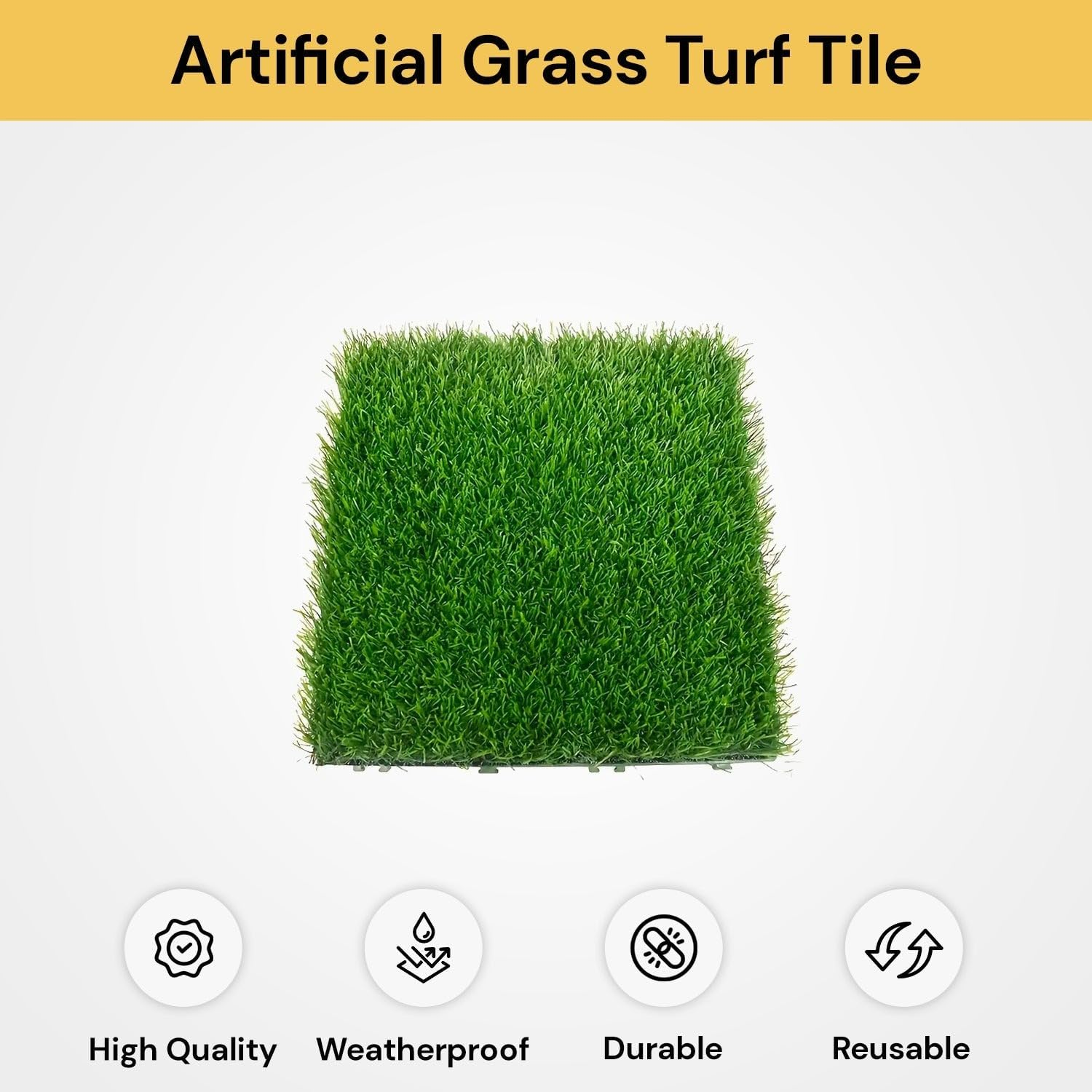 EZONEDEAL 1Pcs Artificial Grass Turf Tiles Interlocking - Artificial Turf Grass Rug,Fake Grass Decor Self-Draining Mat for Pet Dog Indoor/Outdoor Flooring Decor 12''X12'' (1) image number 4