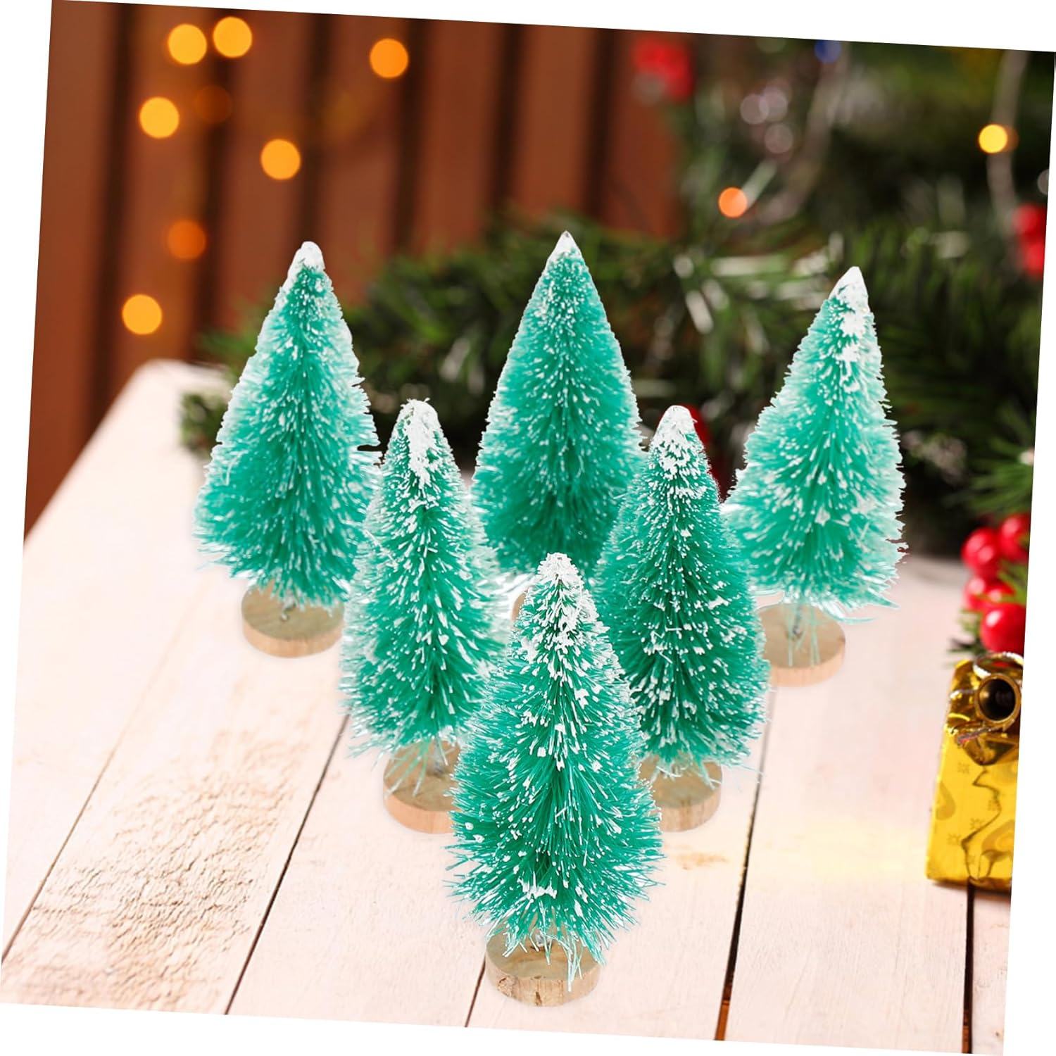12 Pcs Christmas Tree Set Mini Christmas Trees Blue Green White Gold Ornament Desktop Decor image number 6