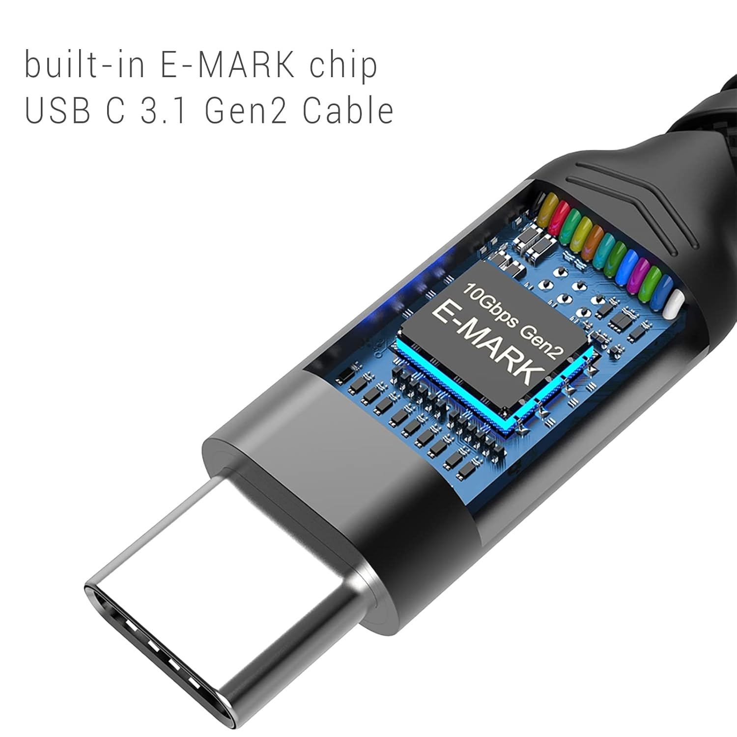 1M USB C to USB C Charging Cable 3.1 Gen 2 [2 Packs], SUMPK 100W USB C Cable 3.1 PD Fast Charging E-Mark Chip Superspeed 10 Gbps 90 Degree 4K Monitor Video Output Data for Google Pixel image number 4