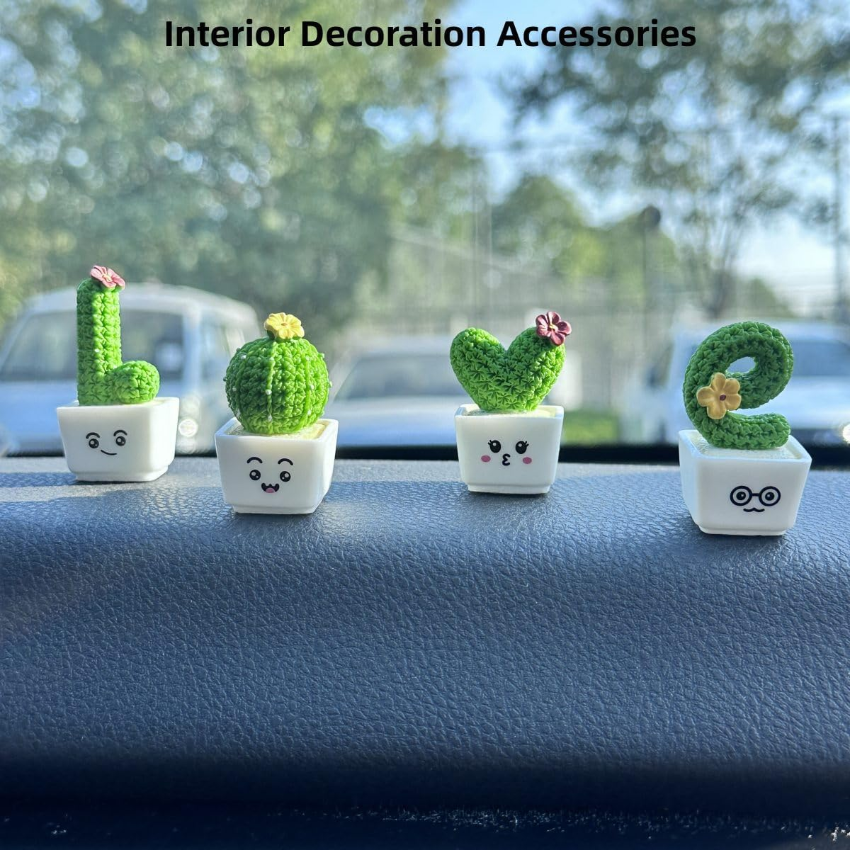 Car Rearview Mirror Accessories, Succulent Cactus Dashboard Decor, Car Ornament, Car Accessories Aesthetic, Interior Decoration Accessories for Car Rearview Mirror and Dashboard, Funny Ornament Gifts