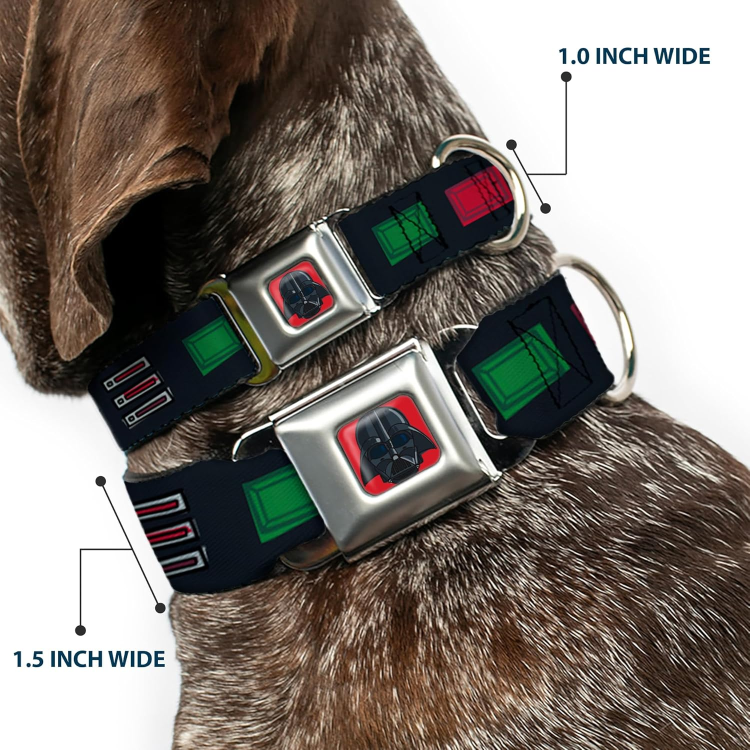Buckle-Down Dog Collar Seatbelt Buckle Star Wars Darth Vader Utility Belt Bounding3 Black Grays Reds 18 to 32 Inches 1.5 Inch Wide, Multi Color (DC-SB-SWBBV-WSW141-1.5-L)