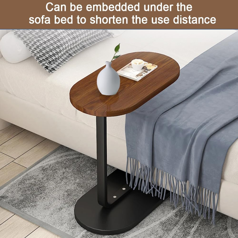 TOMVAES End Table Sofa Side Table Standing Desk Coffee Table with Rigid Steel Pipe Simple to Clean Desktop Suitable for Working by a Sofa,Walnut Color image number 4