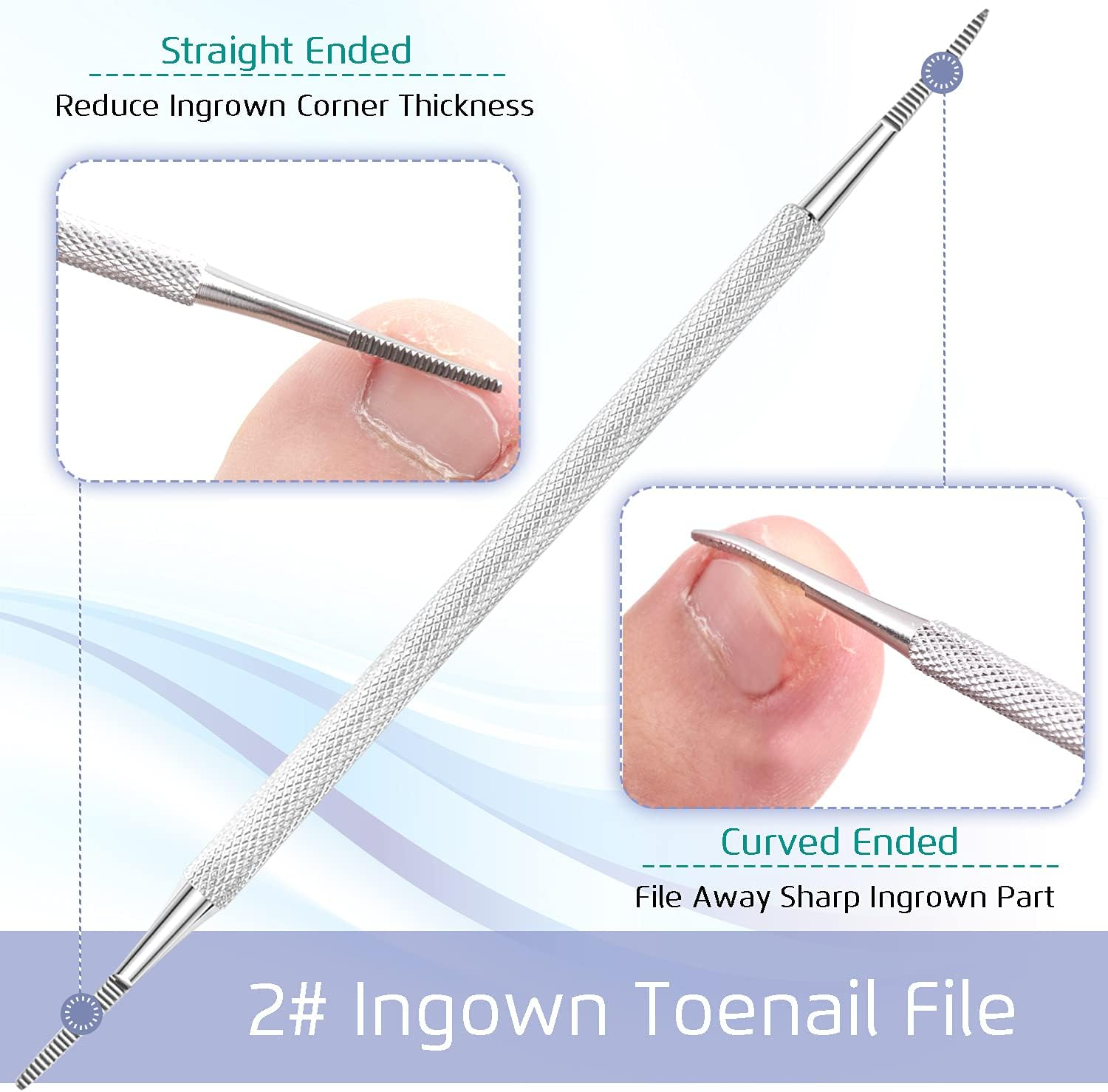 3PCS Ingrown Toenail Remover, Toe Nail Cutter, Nail Clipper, Lifter and File, Pedicure Tools, Nail Treatment Foot Set, Surgery Grade Stainless Steel, for Onychomycosis Paronychia image number 2
