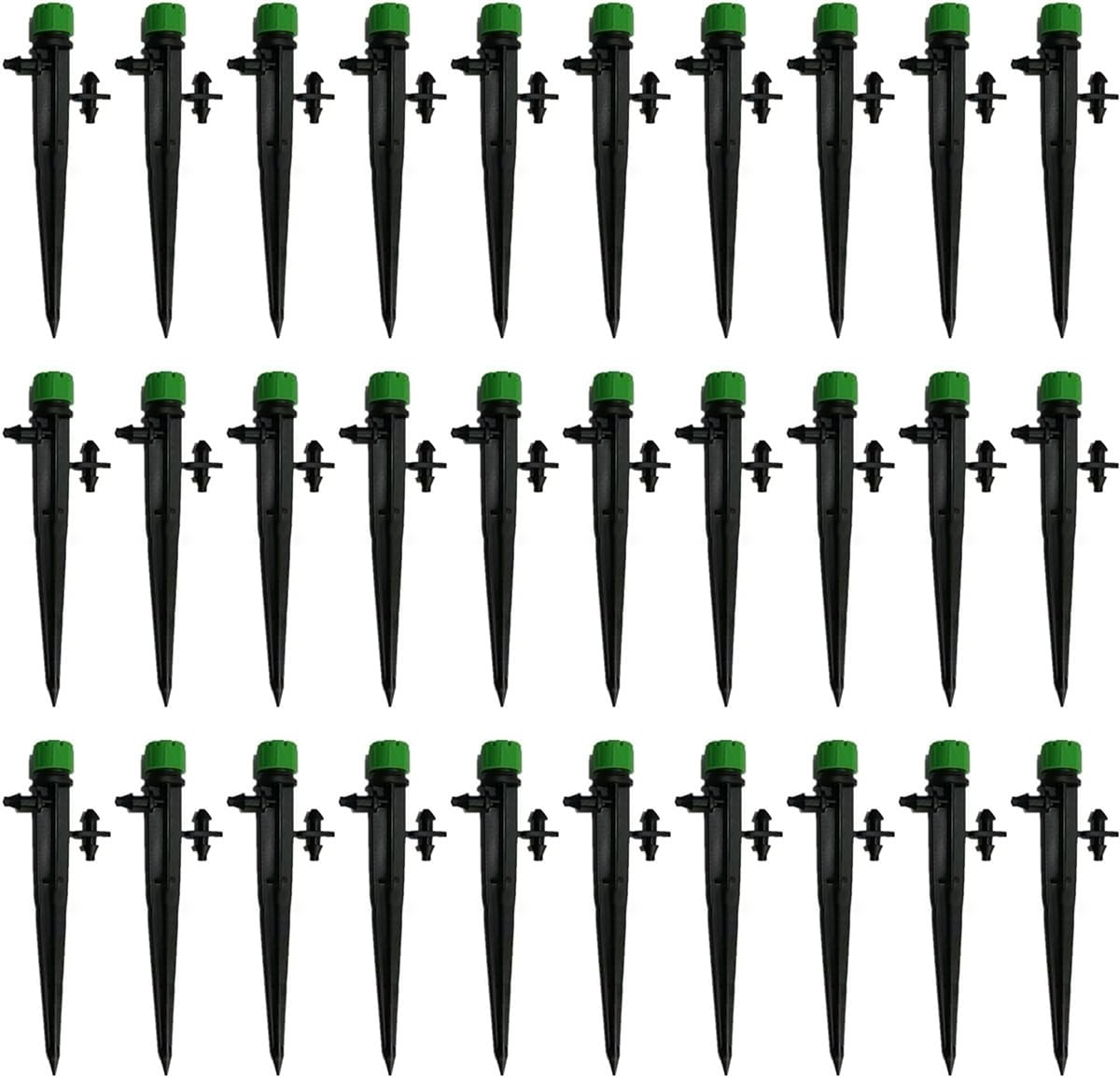 AIMALL Adjustable Dripper with Ground Stake, 360&deg; Eight-Hole Irrigation Head, Flow Control Watering Spike for 4/7 Pipe Garden Flower Bed 5.3In &ndash; 50PCS