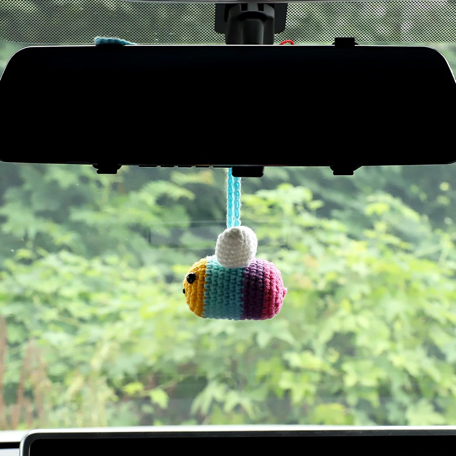 Cute Car Mirror Hanging Accessories - Decorative Rearview Mirror Accessories for Women and Girls, Crochet Animal Car Accessories image number 6