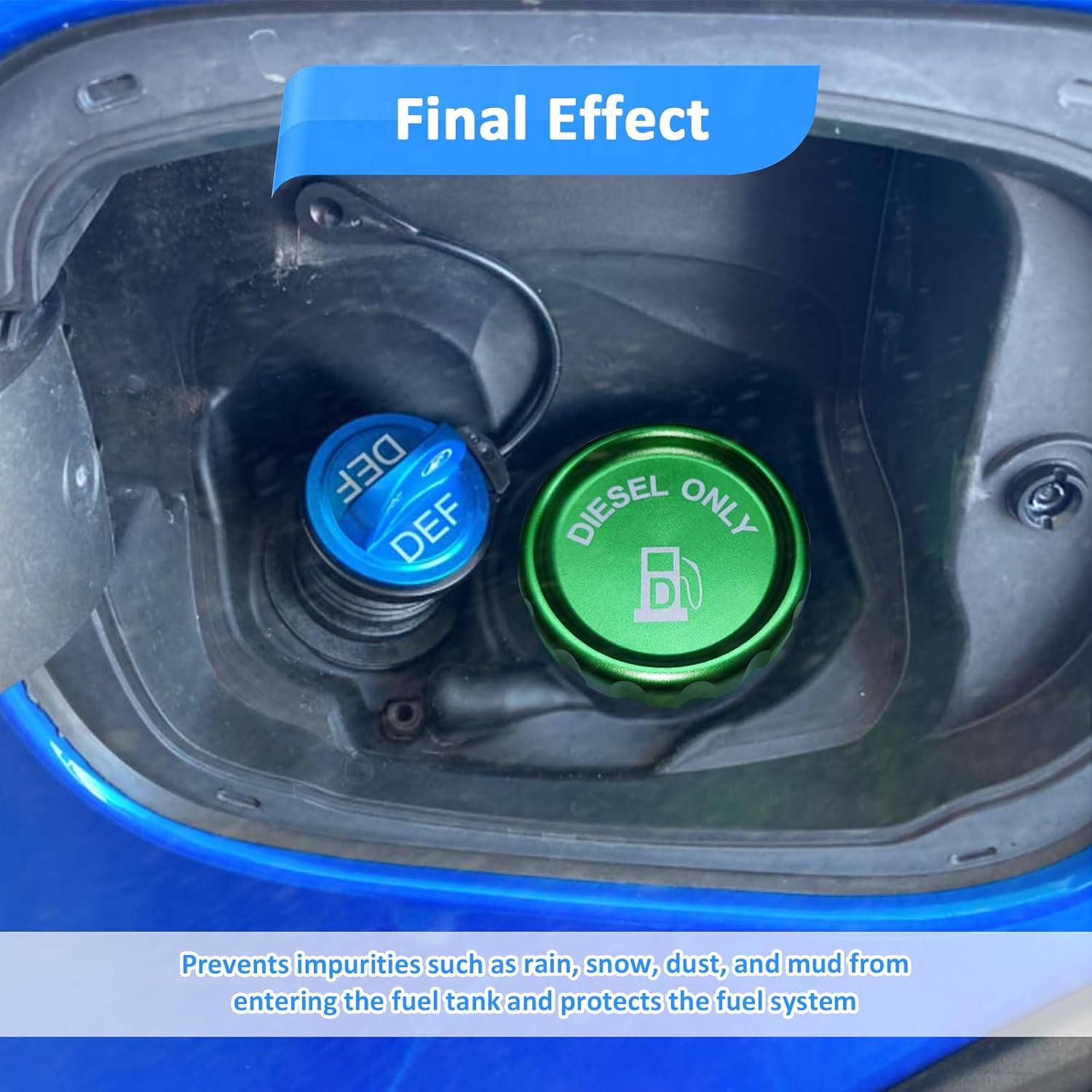 Wsays Green Magnetic Diesel Fuel Cap 6061 Aluminum Compatible with Dodge Ram 1500 2500 3500 2019-2024 Replace Part 82215782