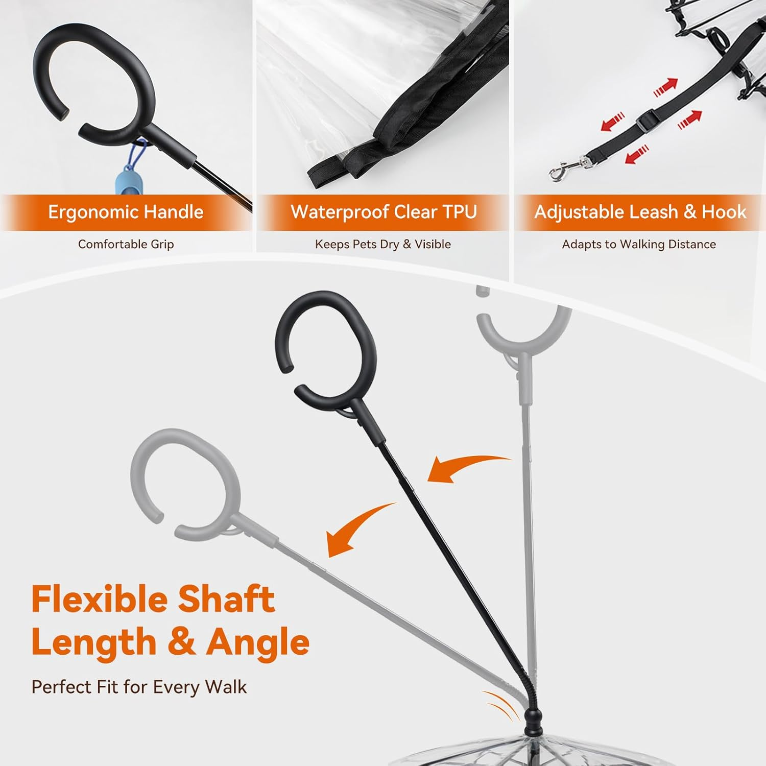 Enjoying Pet Umbrella Leash Rainproof Snowproof Walking Dog Leash Ajustable Straps Umbrella for Small Dogs Umbrella image number 5