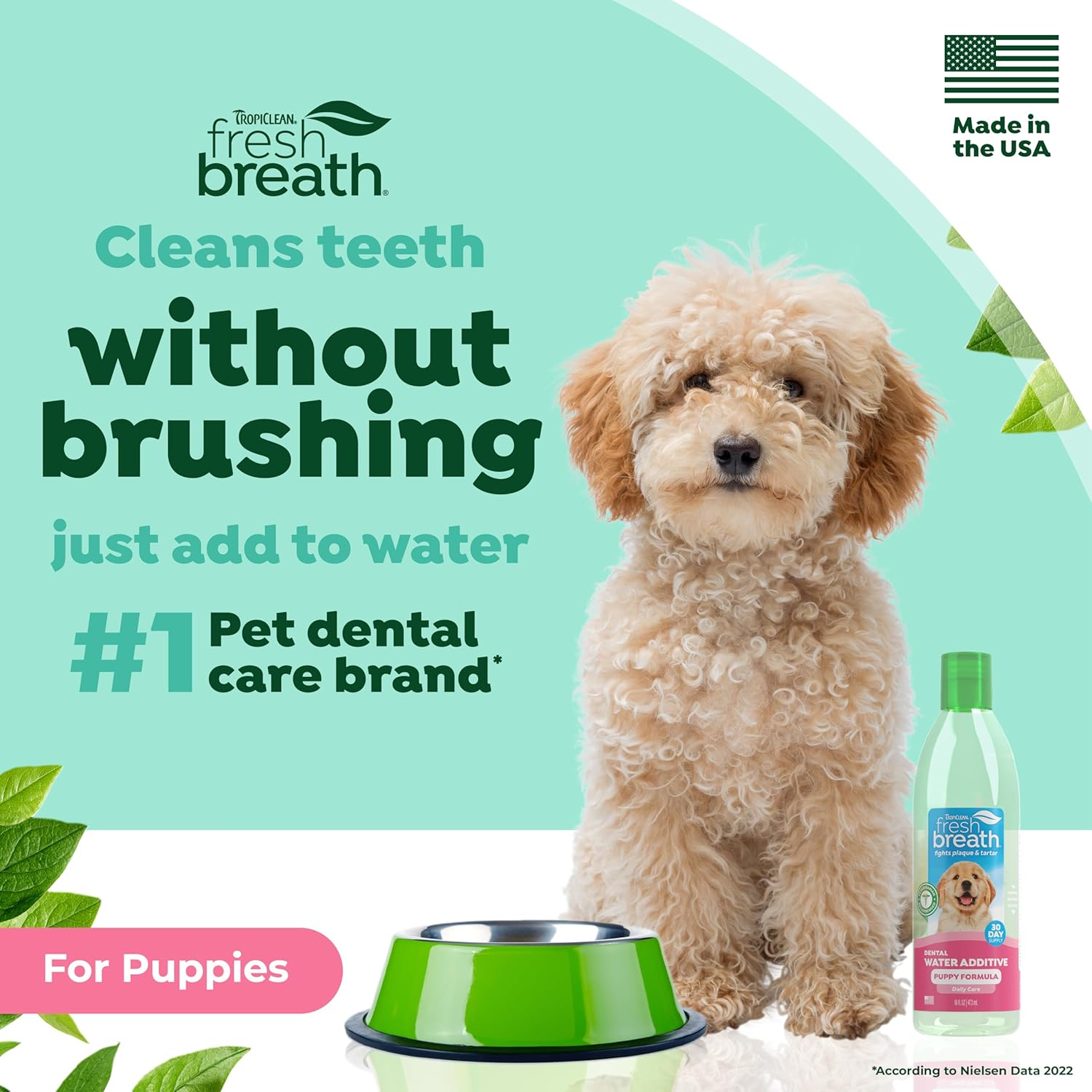 Tropiclean Fresh Breath No Brushing Teeth Cleaning Dental Health Water Additive Solution for Puppies 473Ml