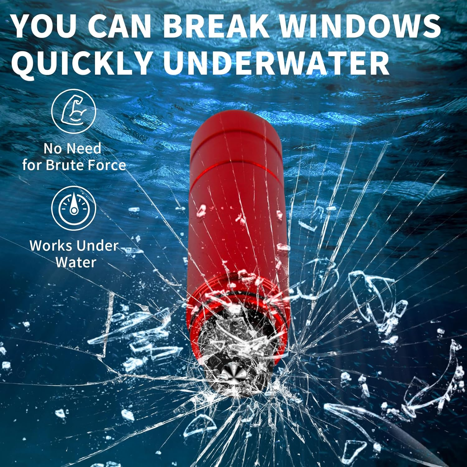 FRONTLINE Window Breaker and Seatbelt Cutter (2 Pack) Car Window Glass Breaker Safey Hammer Emergency Escape Tool Car Accessories image number 1