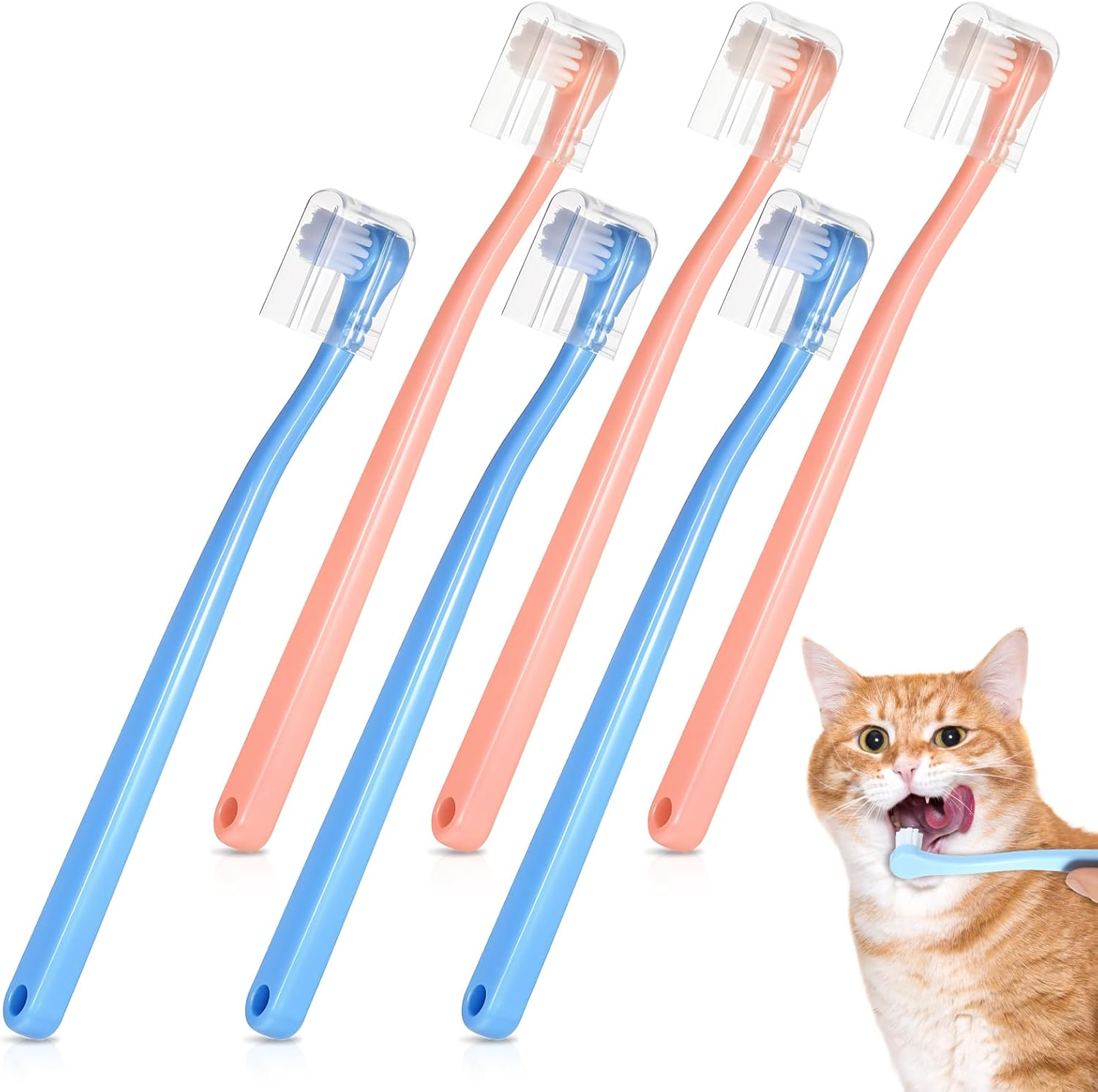 2 Pack Small Dog Toothbrush Cat Tooth Brush Pet Toothbrush Puppy Toothbrush Mini Head Soft Dog Toothbrush Deep Clean Kit, Portable Travel Friendly and Easy to Use for Puppy, Kitten, Small Dog & Cat