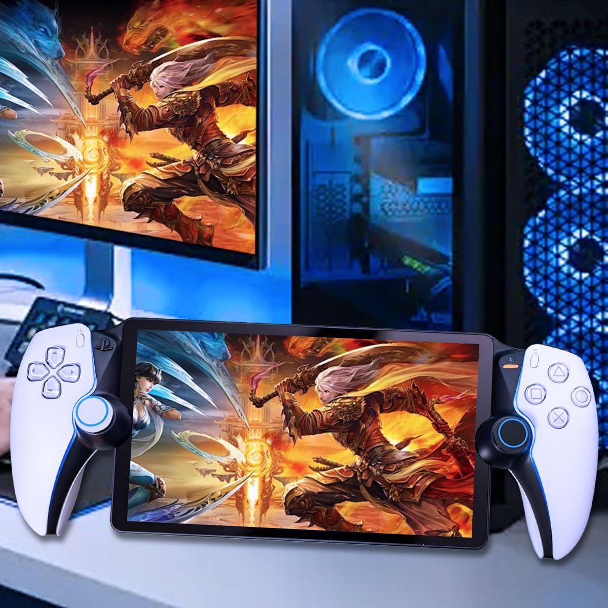 Thumb Grips Caps for PS Portal, Full Protection Joystick Cap with Anti-Scratch & Anti-Fingerprint Design Silicone Analog Stick Covers Protector Joystick for PS Portal Accessories(4 Pcs)- Blue