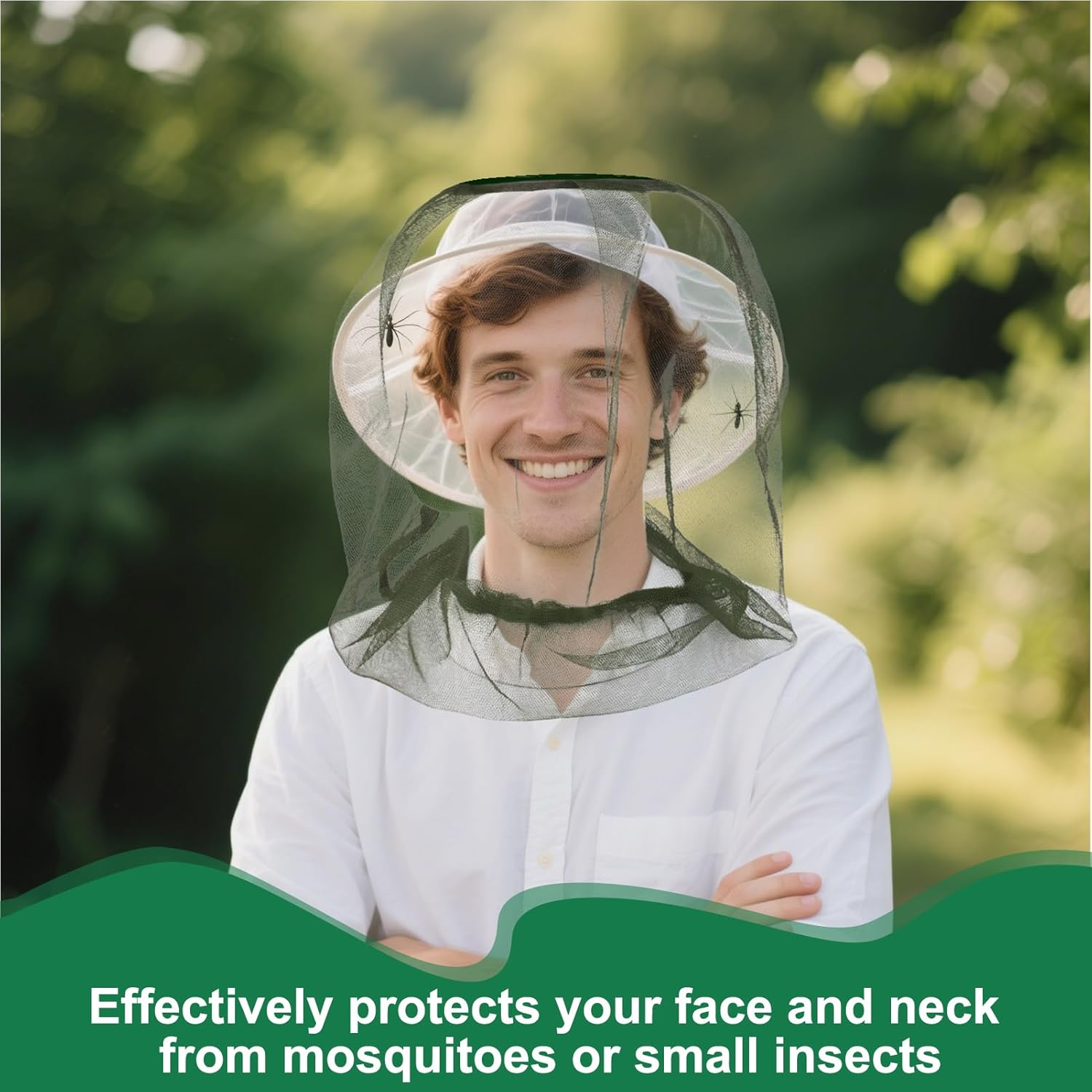4 Pcs Head Net Mesh Face Neck Protection, Ultra Large & Long, Extra Fine Holes for Camping, Hiking, Fishing, Lightweight & Breathable Head Net Design, Fits All Hats for Men & Women image number 2