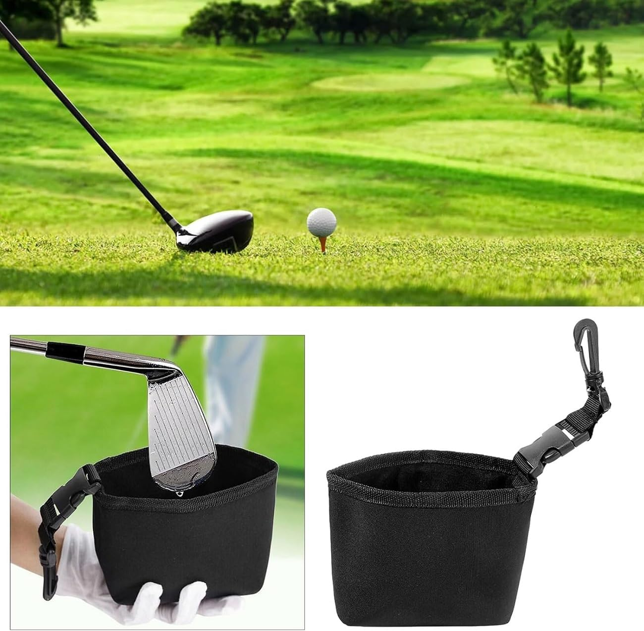 WADY Golf Club Wash Bag Waterproof & Detachable Golf Ball Cleaner Pouch with Lightweight Design Golf Club Cleaning Accessory for Clubs & Balls image number 1
