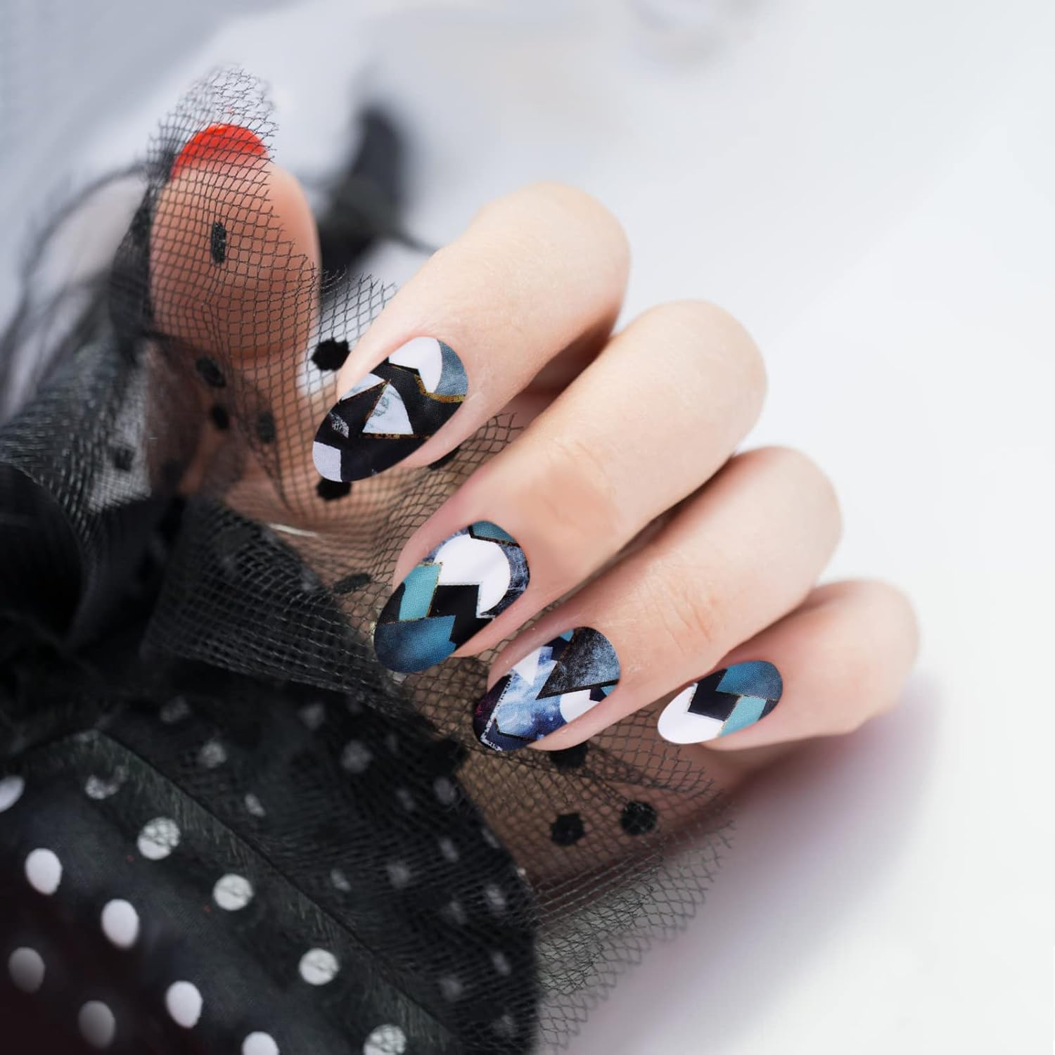 MWOOT 12 Sheets Marble Nail Polish Stickers Wraps, Full Cover Self-Adhesive Nail Polish Strips with 1 Nail File, Marbling Elk Peacock Nail Art Decals Kit for Women Girls Manicure Salon Decoration image number 4