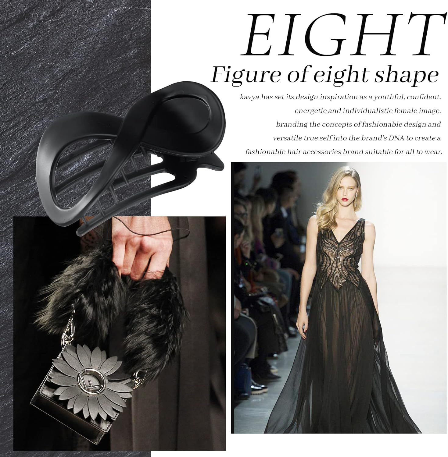 Kavya Women'S Tortoiseshell Hair Clips, Large, Non-Slip Hair Clips, French Hair Clip, Elegant Hair Accessories, Pack of 2 image number 1