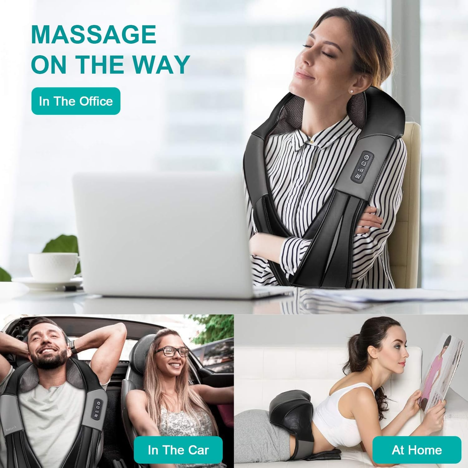 Neck and Back Massager with Heat, Electric Deep Tissue Kneading Massager, Back Massager for Pain Relief Neck, Shoulder, and Foot, Use at Car Home Office image number 5