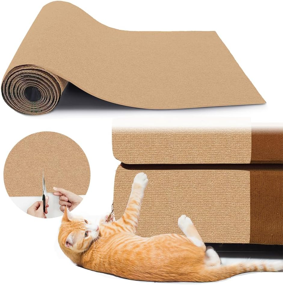 NATUYA Self-Adhesive Scratching Mat, Cat Scratching Mat, Cat Scratching Mat, Cat Scratching Board, Cat Wall Activity Scratching Posts (Khaki, 40 * 100CM) image number 2