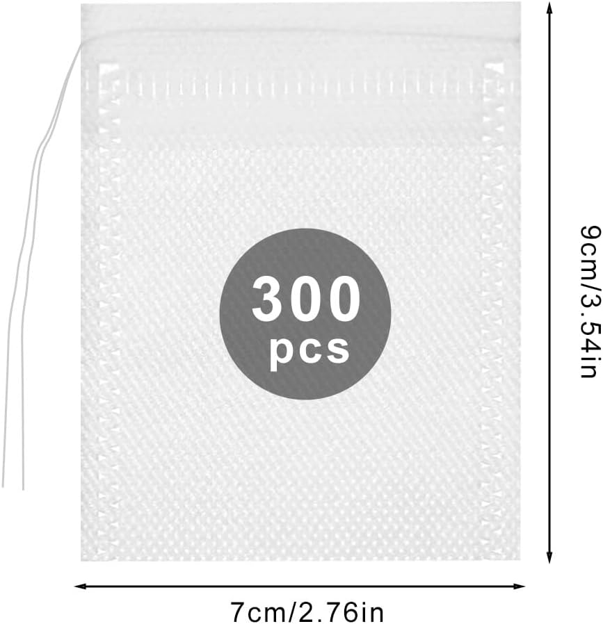 300 Pcs Tea Filter Bags, YEESON Disposable Empty Tea Bags White Cotton Drawstring Sealed Filter Tea Bags for Tea, Coffee, Herbs, Spices, Soup Flavour Packs Etc Plain Fine Fabric Drawstring Ba image number 6