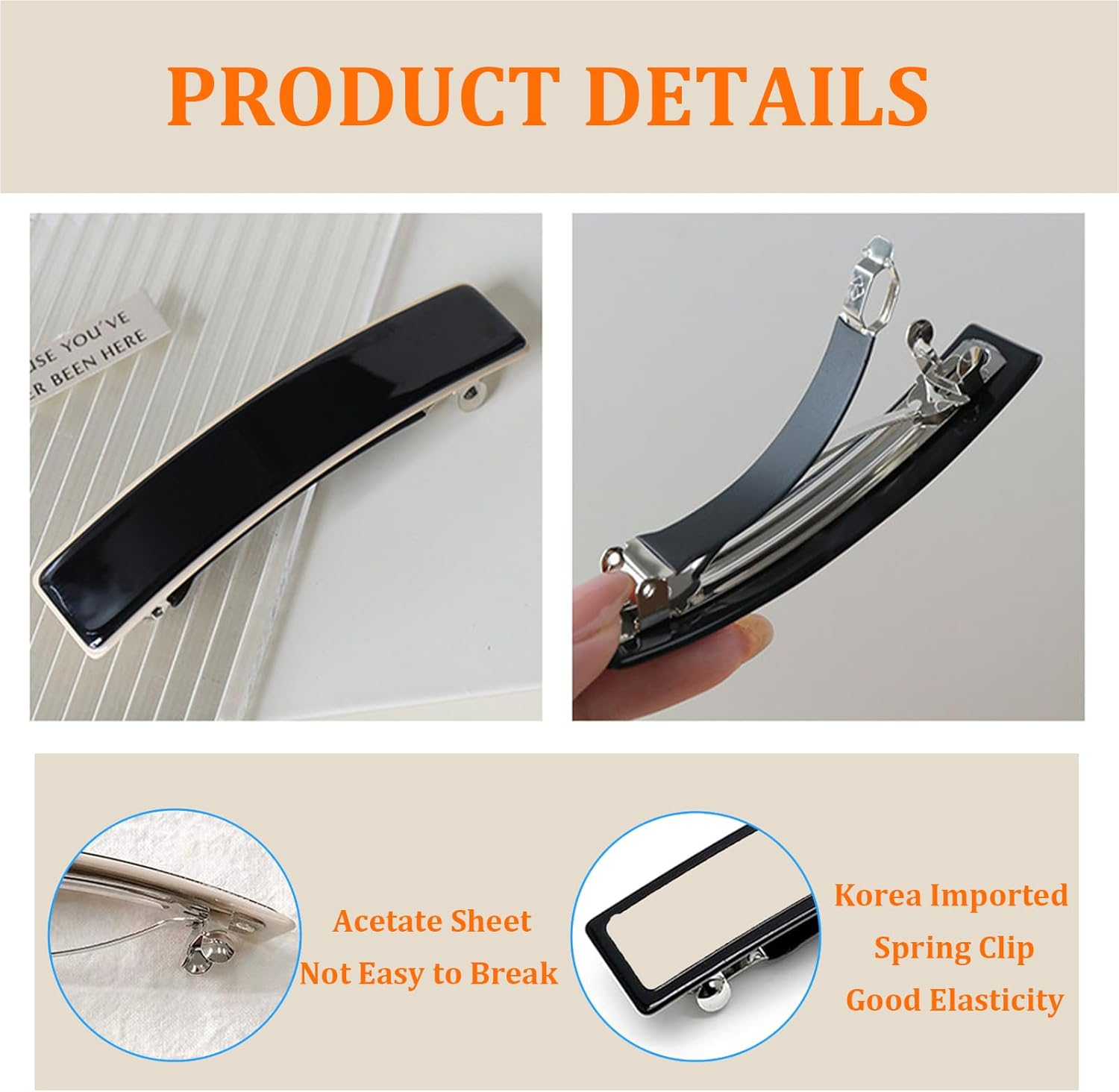 Pack of 2 Women'S Vintage Hair Clips, Patent Clip, Hair Clips, Classic Hair Clip, French Strong Automatic Hair Clips, Hair Comb Barrette Hair Accessories, Hair Clips for Thick, Thin, Long Hair image number 5