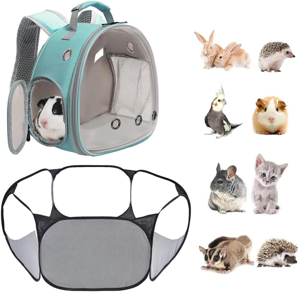 LAIRIES Small Animals Tent, Breathable Transparent Pet Playpen Pop up Playpen Open Outdoor/Indoor Exercise Fence, Portable Yard Fence for Guinea Pig, Rabbit, Hamster, Chinchillas and Hedgehogs