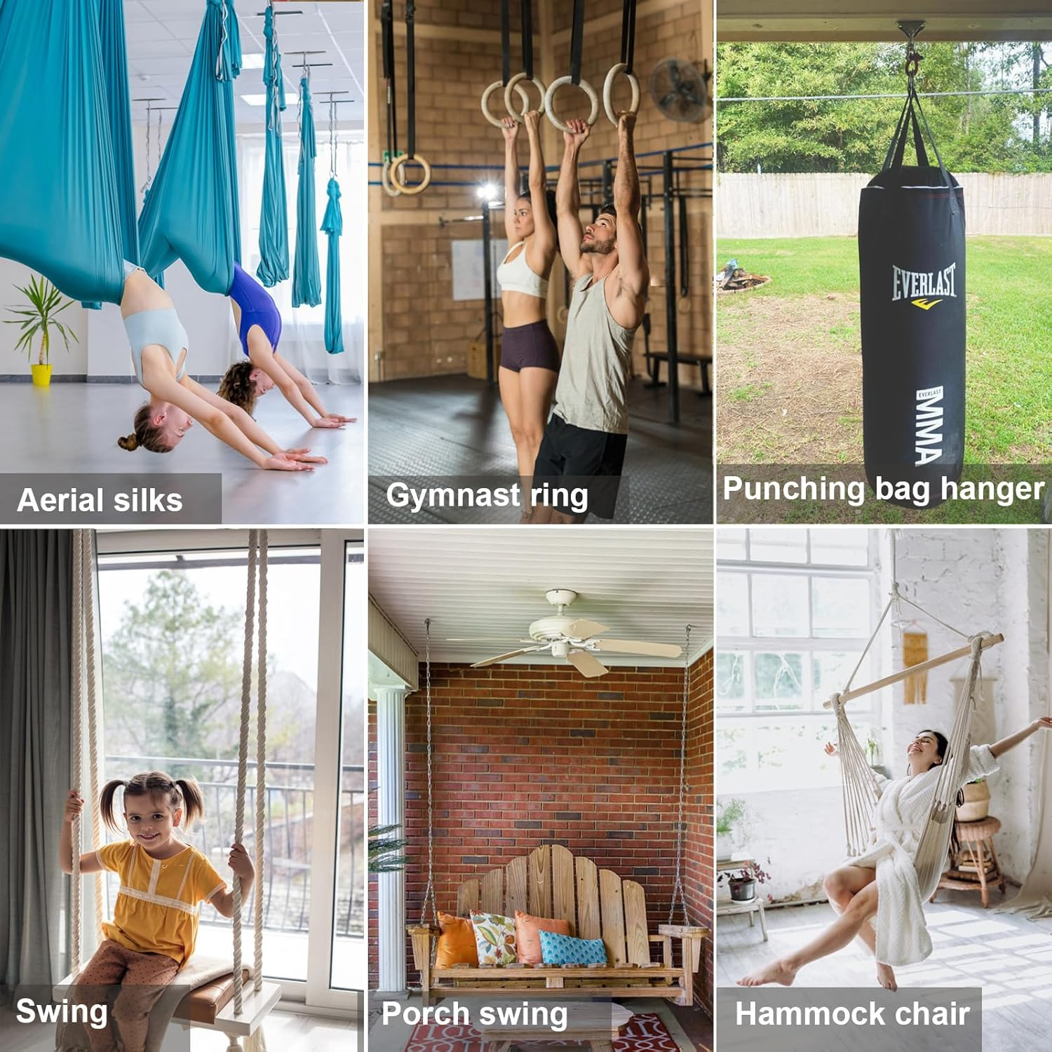 Benelabel Swing Hanger with 2 Bearing, 800 LB Capacity, Safest Rotational Device Hanging Accessory for Aerial Silks Dance, Web Tree Swing Set, Yoga Swing Sets - Oval Base Hanger image number 6