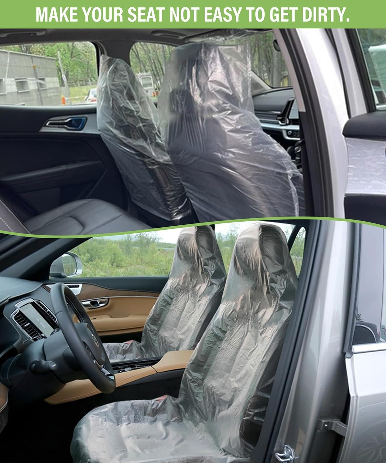 Car Seat Cover, 100 Pcs Disposable PE Plastic, Universal Fit for Vehicle, Protective, Clear, Lightweight, Easy to Store, Widely Applicable for Car, Airplane, Salon Chairs image number 2