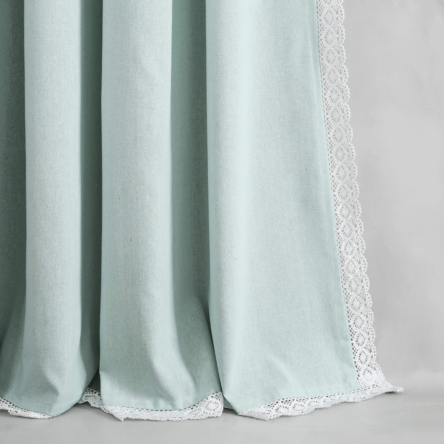 Lush Decor Rosalie Light Filtering Window Curtain Panel Set- Pair- Vintage Farmhouse & French Country Style Curtains - Timeless Dreamy Drape - Romantic Lace Trim - 54" W X 84" L, Blue image number 5