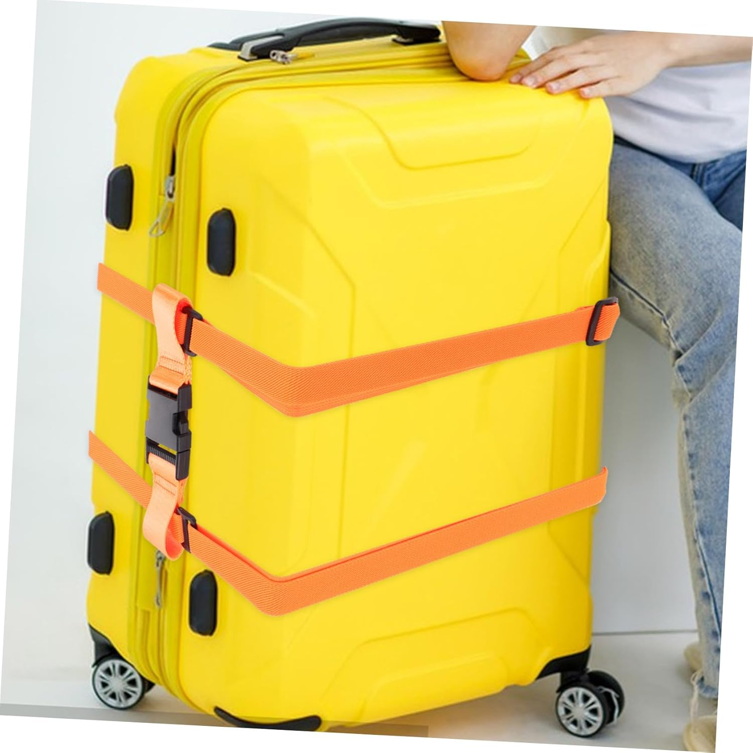 POPETPOP Adjustable Wide Luggage Straps for Suitcases Elastic Backpack Bungees Travel Bag Attachment Strap Multifunctional Security Belt for Bundling and Tent Securing image number 1