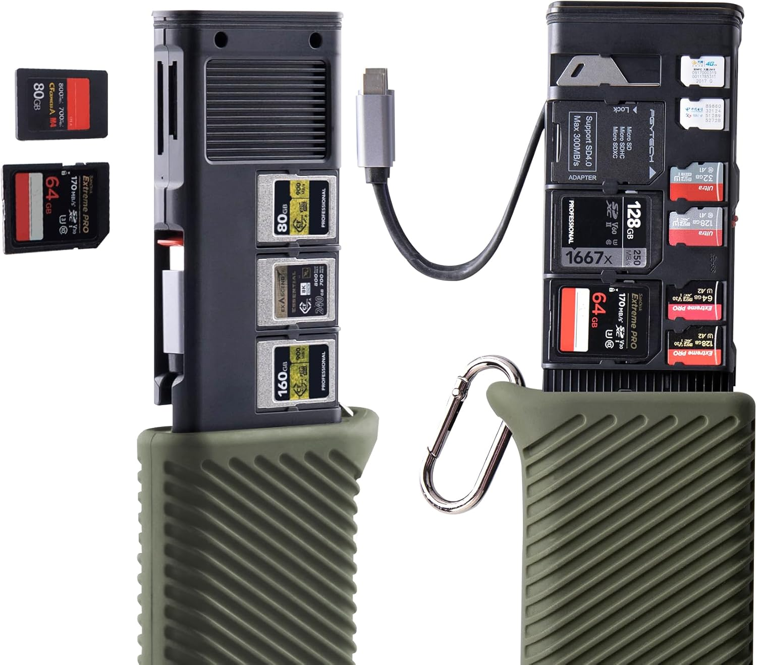 PGYTECH Createmate USB 3.2 Cfexpress A/B Card Reader 10Gbps SD Card Reader for Photographer (Cfexpress-B, Green)