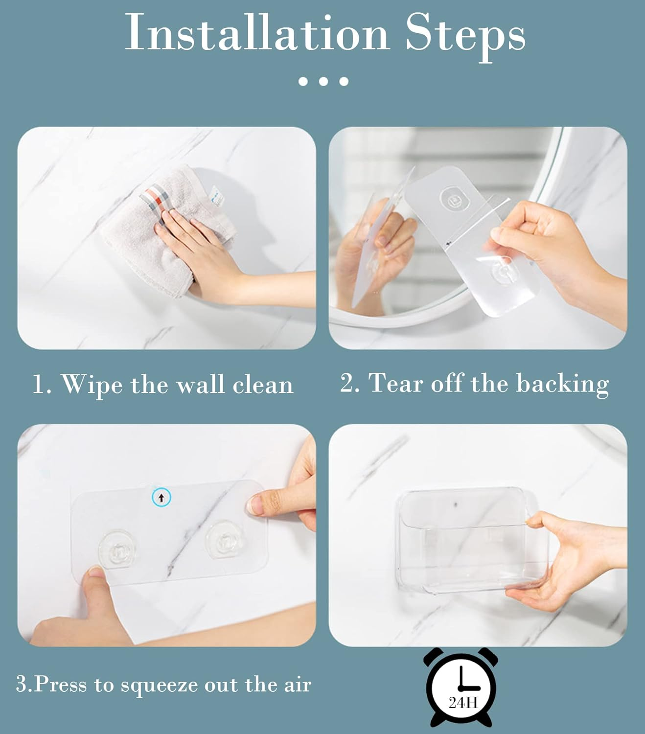 Acrylic Adhesive Wall Mounted Bathroom Organiser, Shower Caddy without Drilling, Automatic Draining Sink Caddy for Kitchen, Bathroom, Laundry, Camper, Utility Room, Shower Organiser, Shelves image number 5