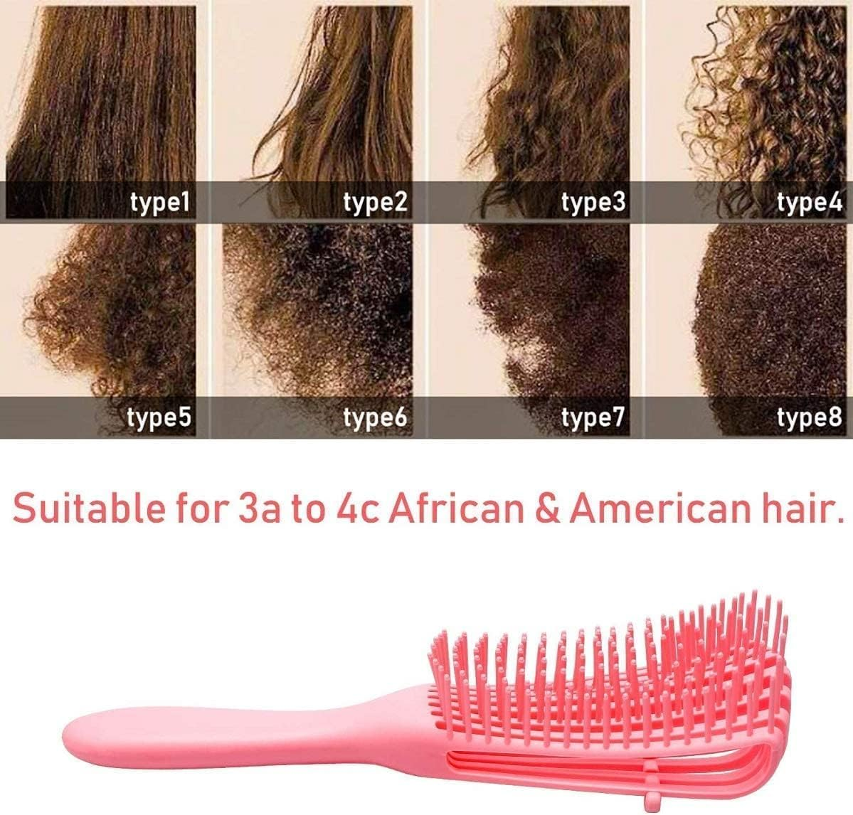 Detangling Brush./Hair Detangler Hair Brush for Curly Hair, EZ Detangler Hair Brush, Detangler Brush for Afro 3A to 4C Kinky Wavy/Curly/Coily/Wet/Dry/Oil/Thick/Long Hair (Pink)