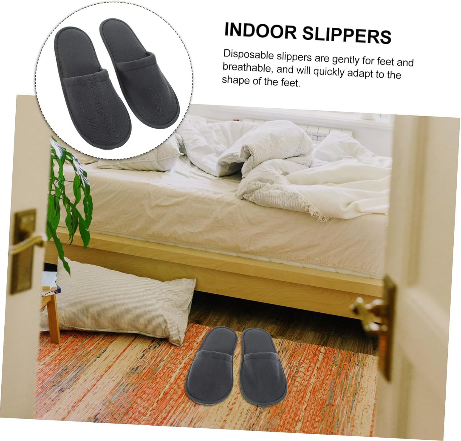 BATHVEVE 6Pairs Comfortable Slippers for Home Travel Disposable Indoor Slippers for Men Women image number 3