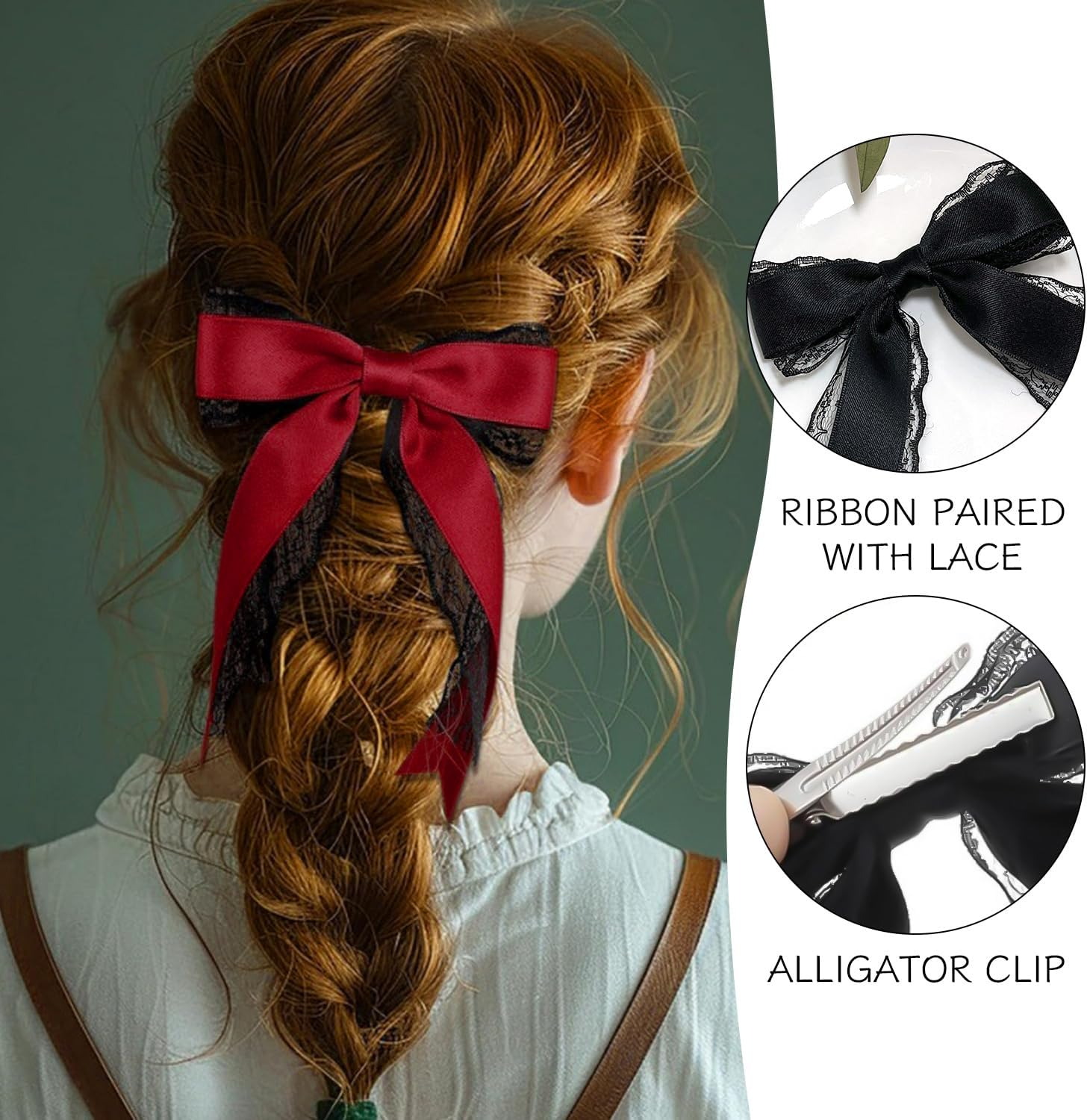 4 X Bow Hair Pins, Simple Lace Hair Pin, Cute Hair Accessories, Hairstyle Decorations. image number 5