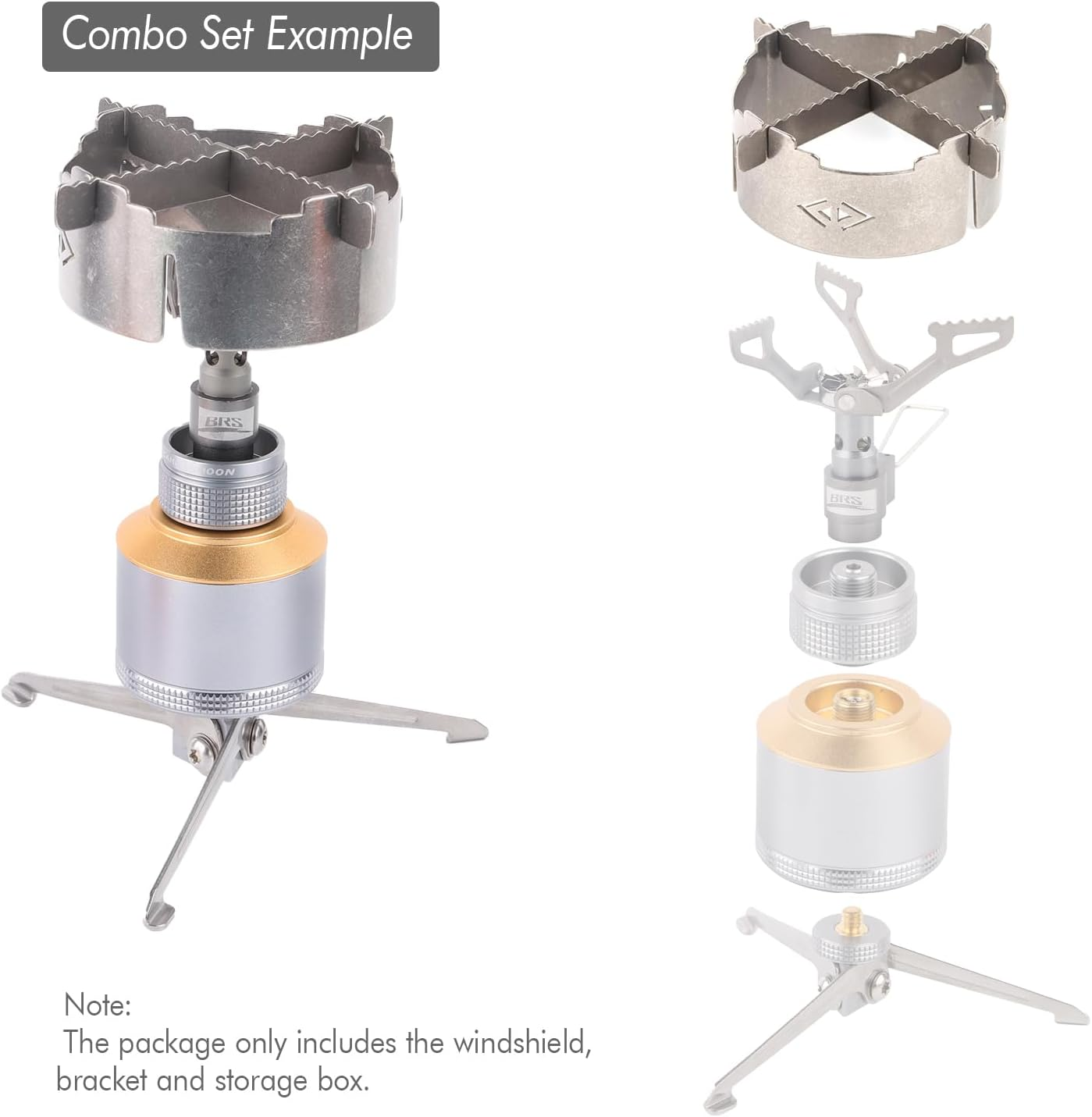 BRS 3000T Stove Windscreen Titanium Camp Stove Windshield with Storage Box for Outdoor Camping Ultralight (Grey-With Stand) - Grey-Without Stand image number 7