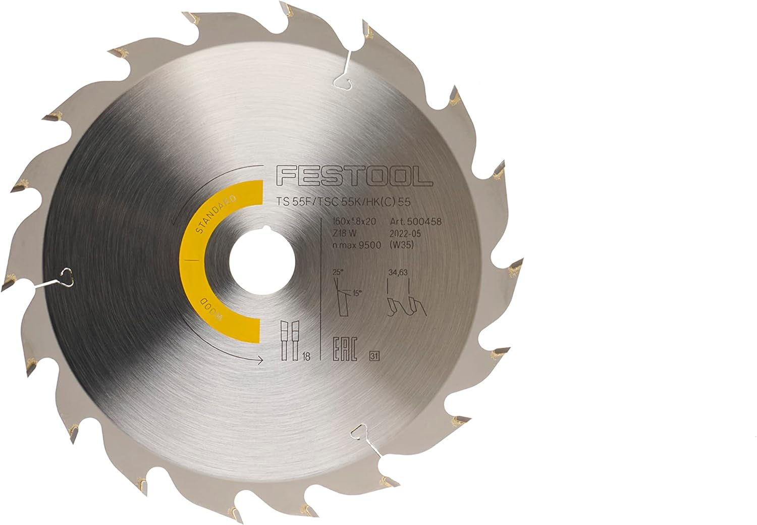 Festool 160X1,8X20 W18 Standard Saw Blade - Metallic image number 5
