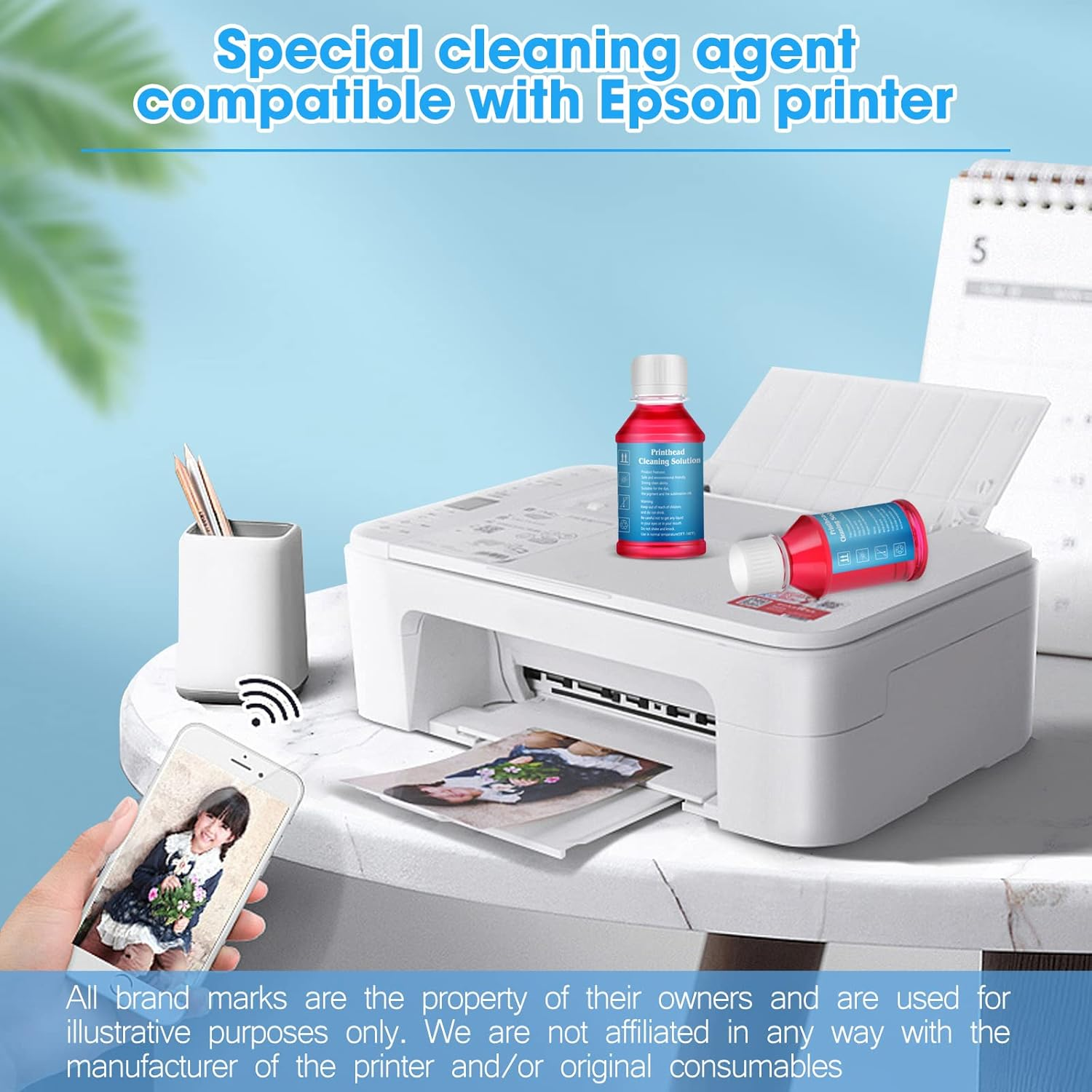 Printhead Cleaning Kit Printer Flush Kit for Epson ET-2850 ET-2800 ET-2803 ET-2760 ET-2720 ET-3850 ET-15000 ET-2750 ET-4800 2400 WF-7720 WF-7710 WF-7210 WF-7610 WF-3640 Printer Nozzle Cleaner image number 2