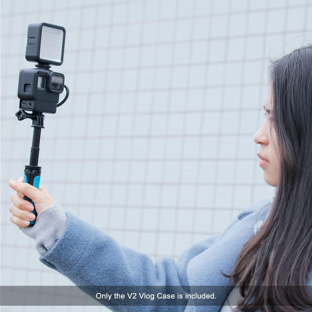 Vlog Case Action Camera Housing Shell Vlogging Cage Frame with Cold Shoe Mount for Gopro Hero 7 6 5 Black for External Microphone & Pro 3.5Mm Mic Adapter BBZY