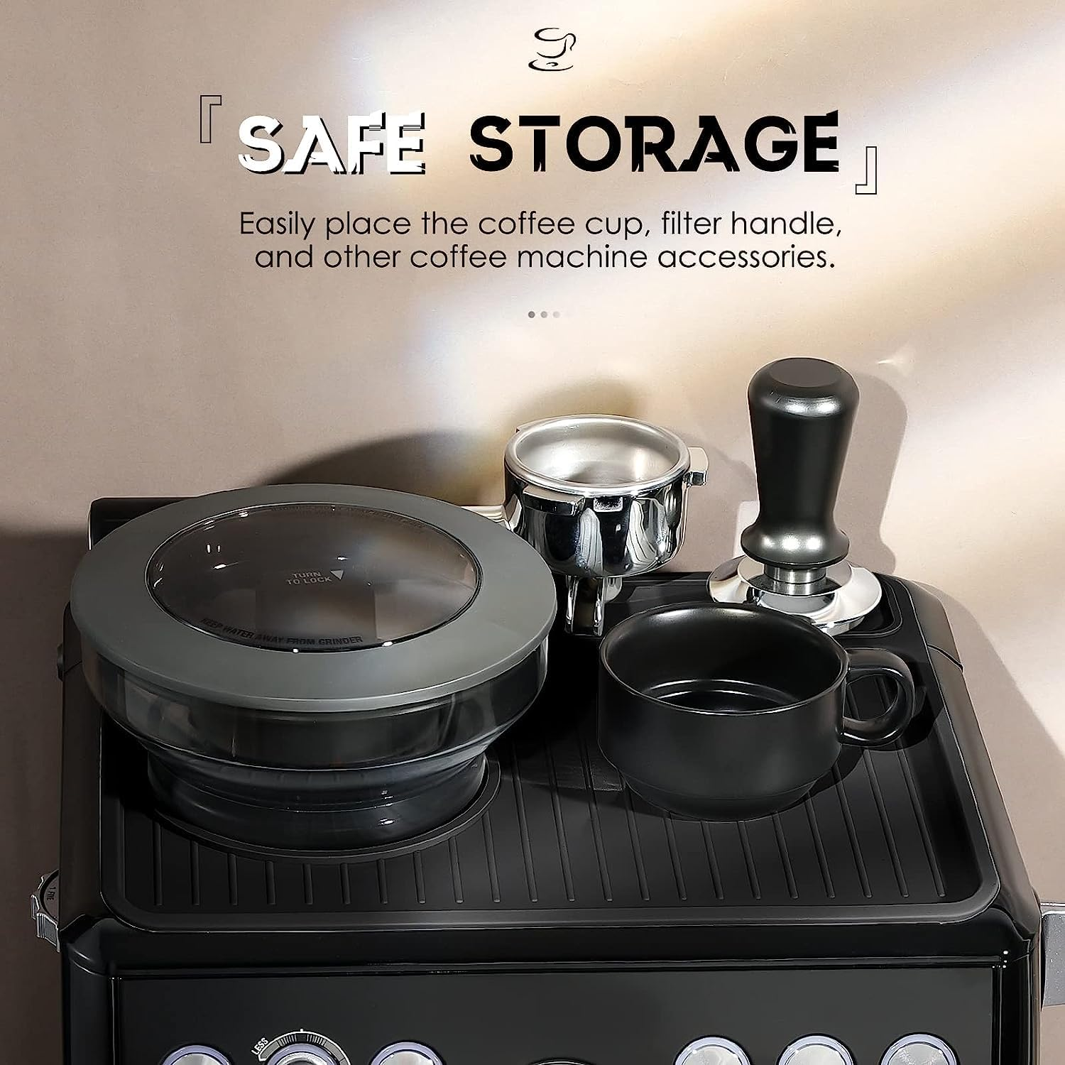 Silicone Coffee Machine Pad, Food-Grade Coffee Top Cover Mat Compatible with Breville 870/880 Coffee Machine, Waterproof Heat Resistant Non-Slip Silica Gel Pad Coffee Maker Accessory (Black) - Black image number 2