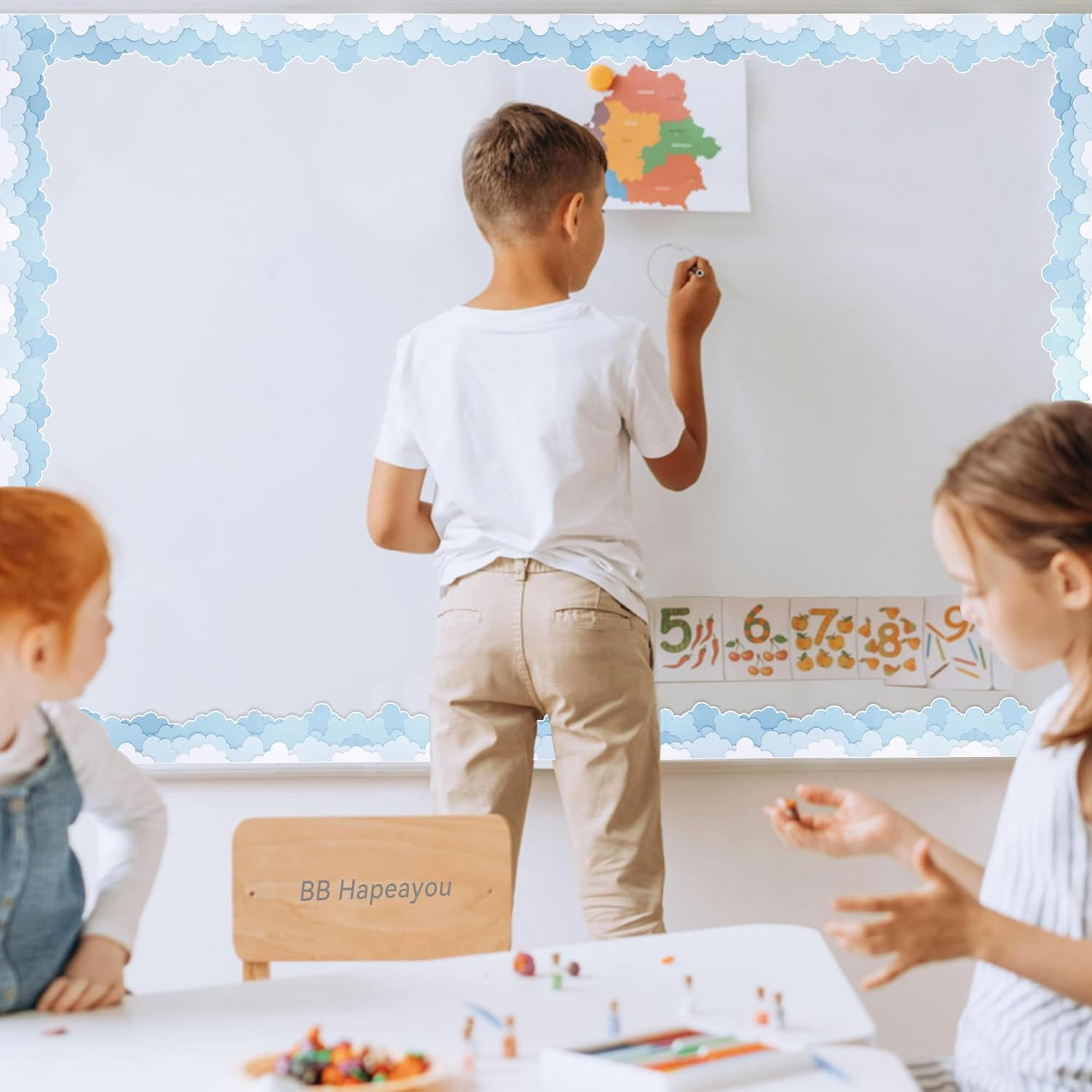 Bulletin Board Border 65.6Ft Classroom Blackboard Decoration for School/Office/Party (Cloud)