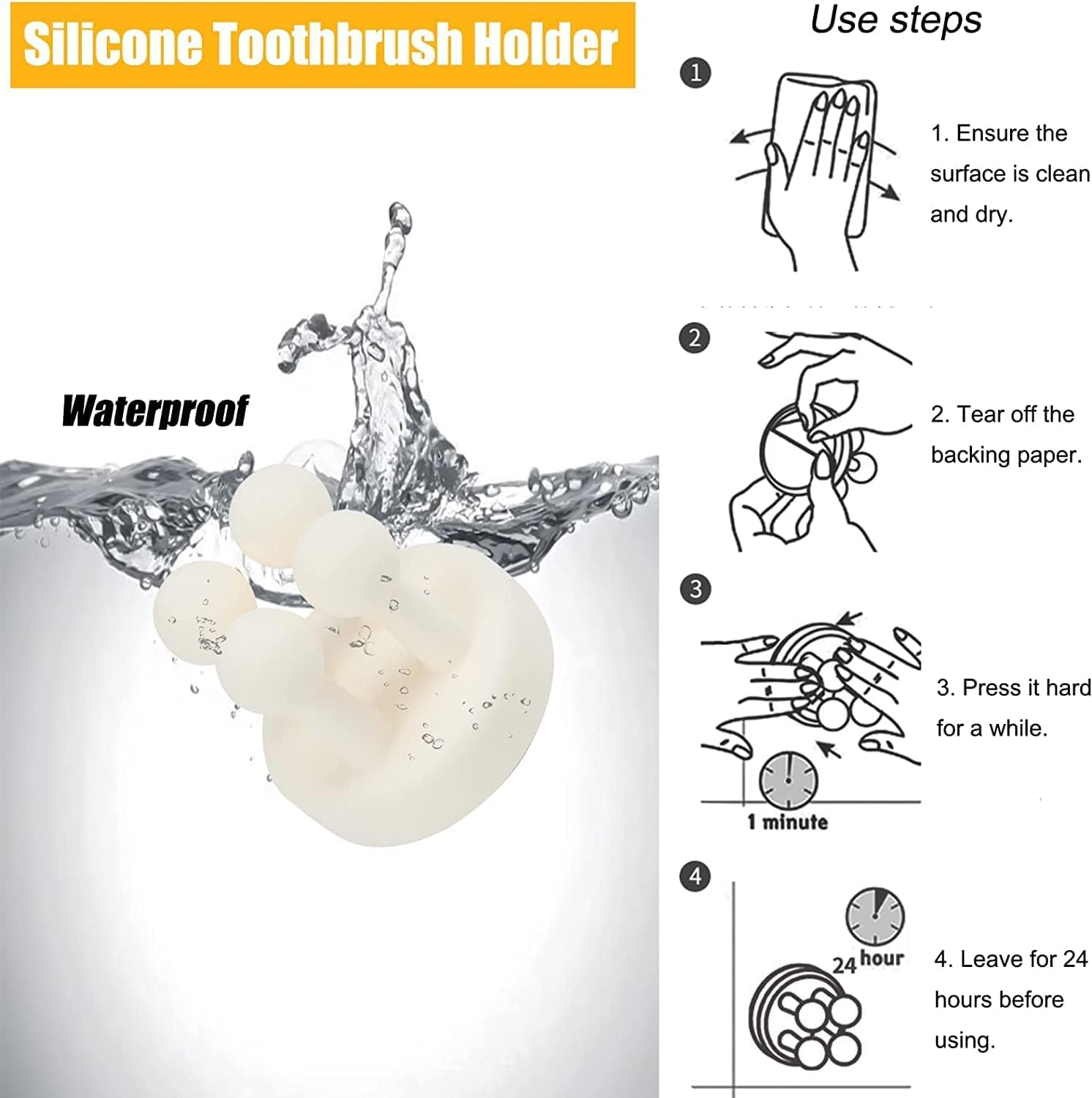 4 Pack Toothbrush Holder Wall Mounted, Self-Adhesive Silicone Tooth Brush Holder, Water Resistant Razor Holder, Suction Hook, Perfect Gadgets Accessories for Home RV Bathroom Shower, Colorful - Multi image number 5