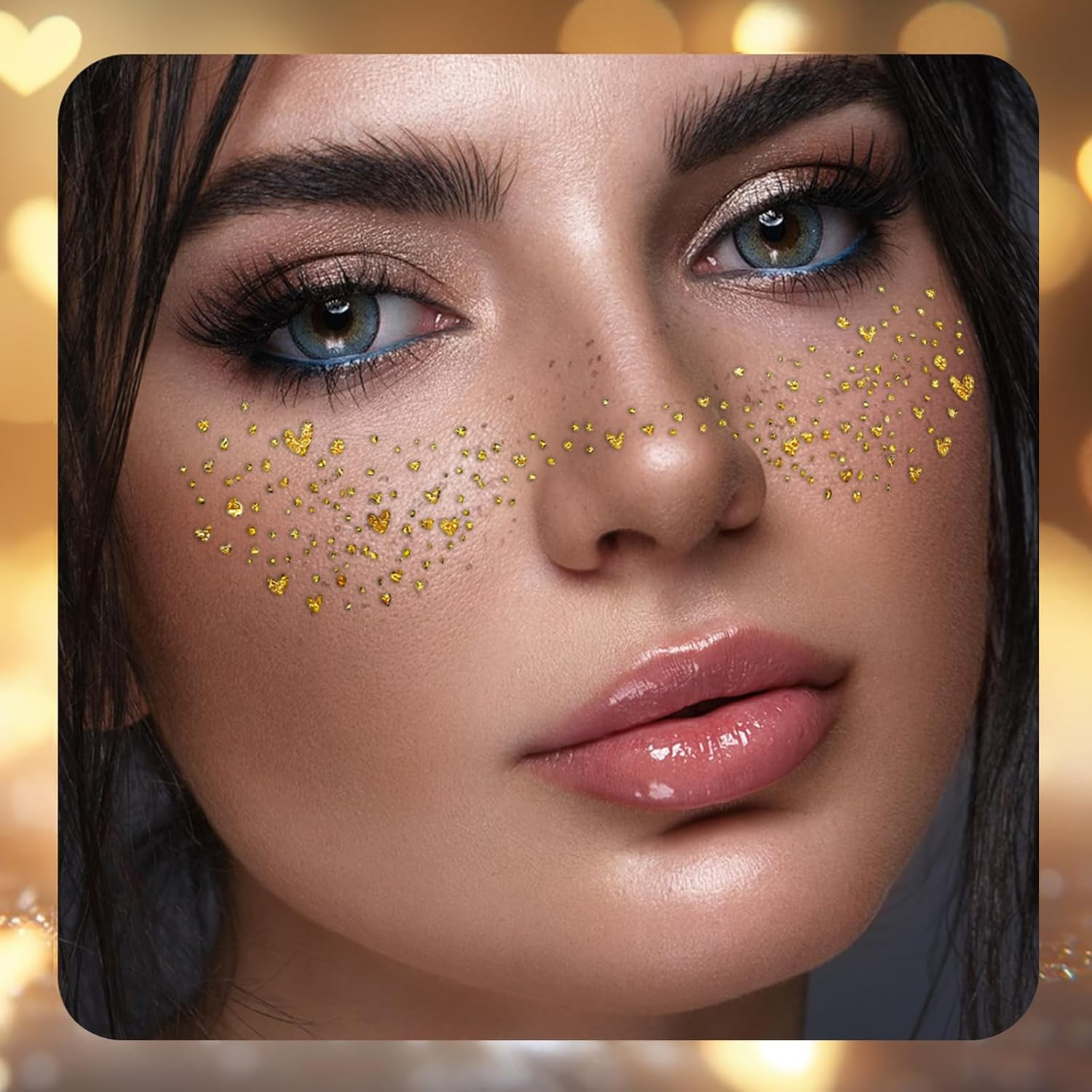 ZWWOGE 6 Glitter Freckles Tattoo Set with Full Body Holo Effect - Freckles Tattoo & Glitter Tattoo Face for Festivals - Durable Glitter Freckles for Party & Carnival image number 3