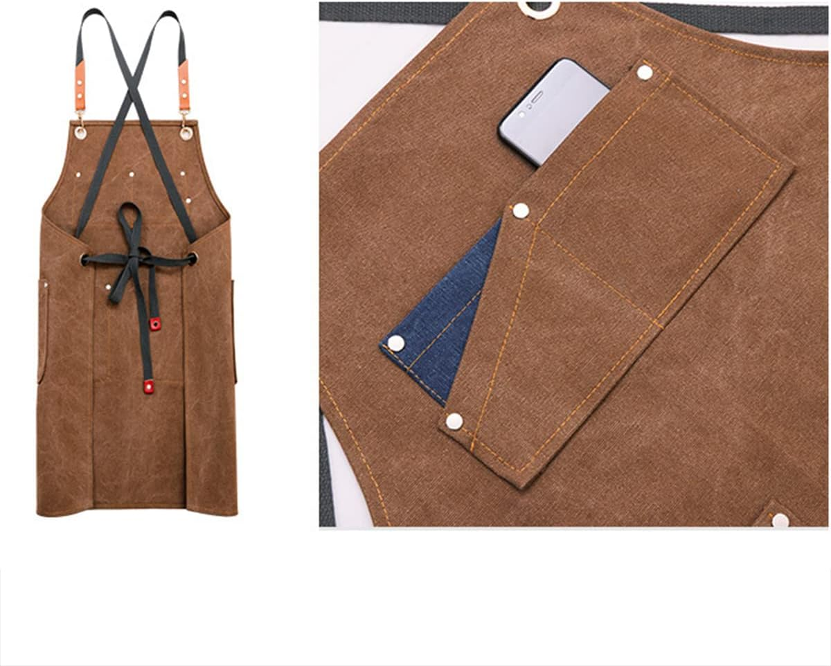 Denim Canvas Apron Work Apron for Men Barber Grill Restaurant Bar Shop Studios Uniform image number 4