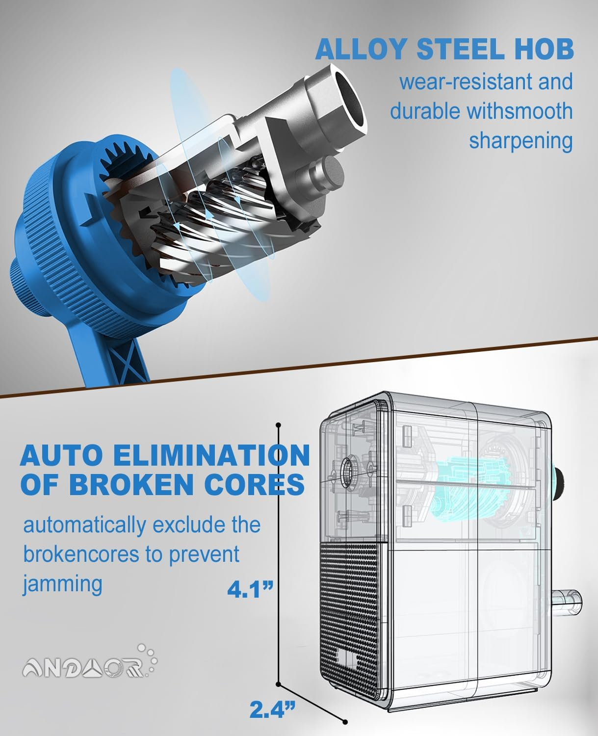 Manual Pencil Sharpener Desk Pencil Sharpener with Container 5 Grades of Thickness Adjustable and Auto-Stop Function Suitable for Kids/Students/Artists Office Use (Blue.Uk87) - Green.Uk88 image number 3