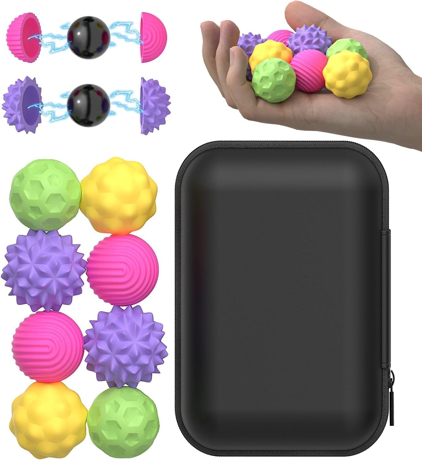 Magnetic Sensory Fidget Balls, 8 Stress Relief Ball, Silicone Sensory Toy for Adults, Teens, Calming down Anxiety, Autism, Office Desk Toy image number 5